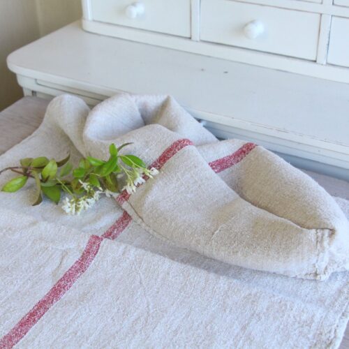 antique linen grainsack, rustic, pillow fabric, durable, wabi sabi decor, L 671