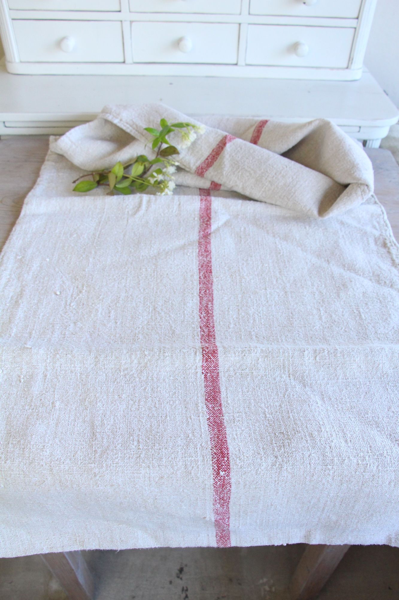 antique linen grainsack, rustic, pillow fabric, durable, wabi sabi decor, L 671 A - Image 2