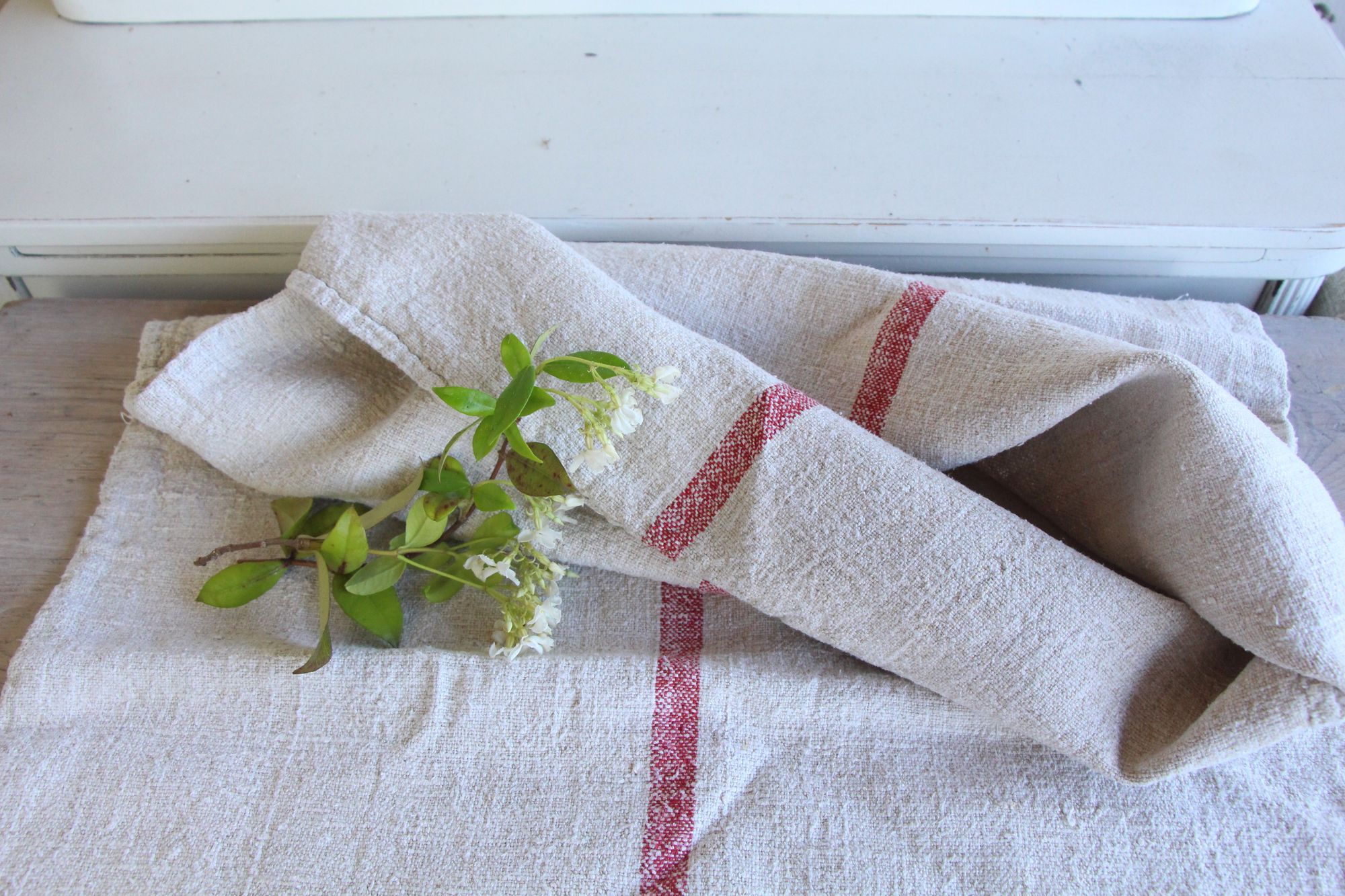 antique linen grainsack, rustic, pillow fabric, durable, wabi sabi decor, L 671 A - Image 6