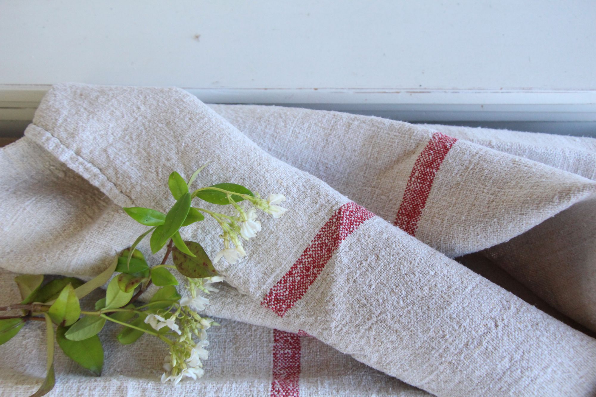 antique linen grainsack, rustic, pillow fabric, durable, wabi sabi decor, L 671 A - Image 3