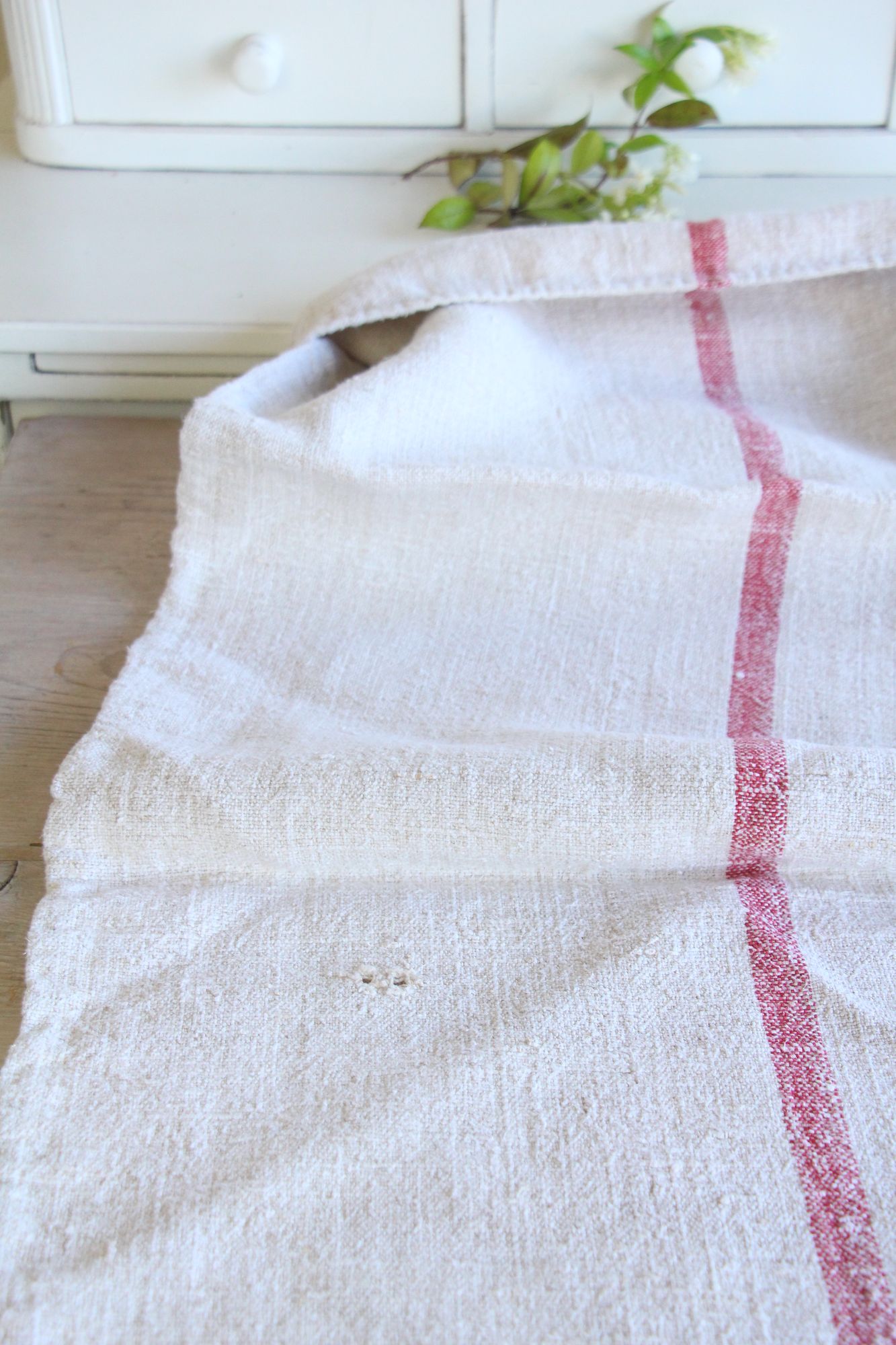 antique linen grainsack, rustic, pillow fabric, durable, wabi sabi decor, L 671 A - Image 5