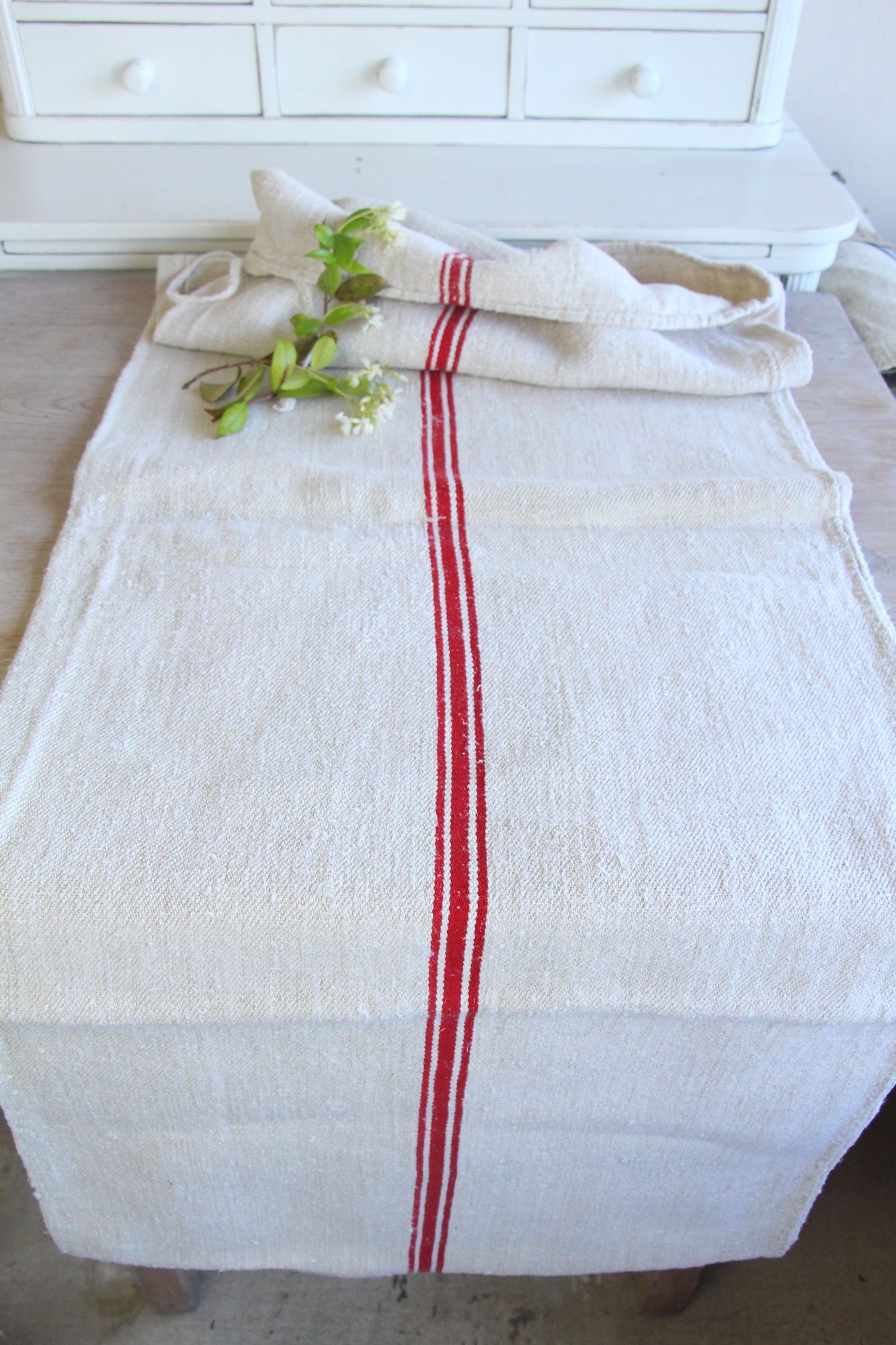 antique linen grainsack, rustic, pillow fabric, durable, wabi sabi decor, L 217 - Image 3