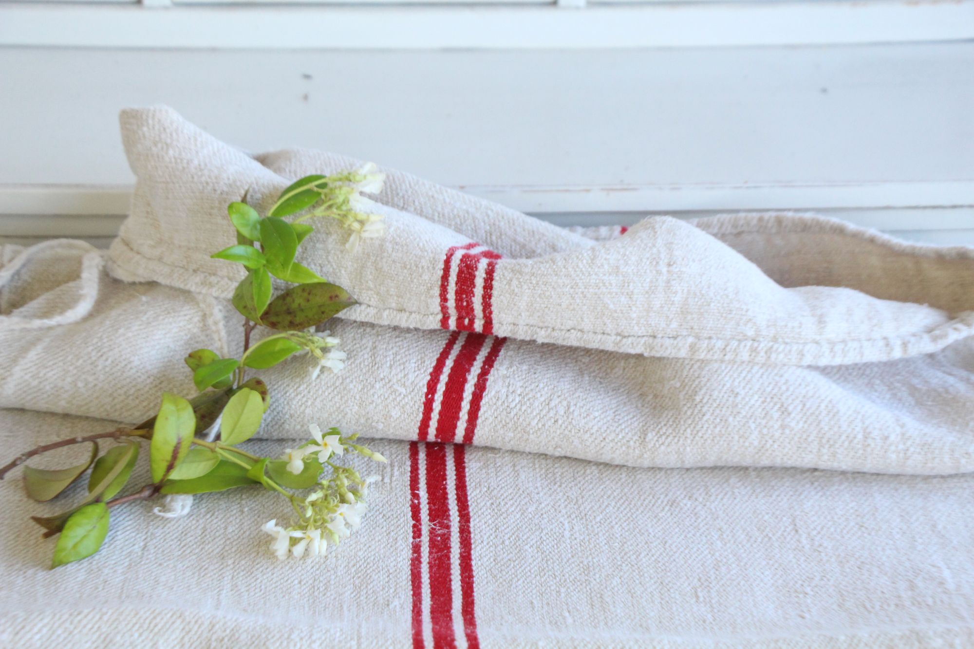 antique linen grainsack, rustic, pillow fabric, durable, wabi sabi decor, L 217
