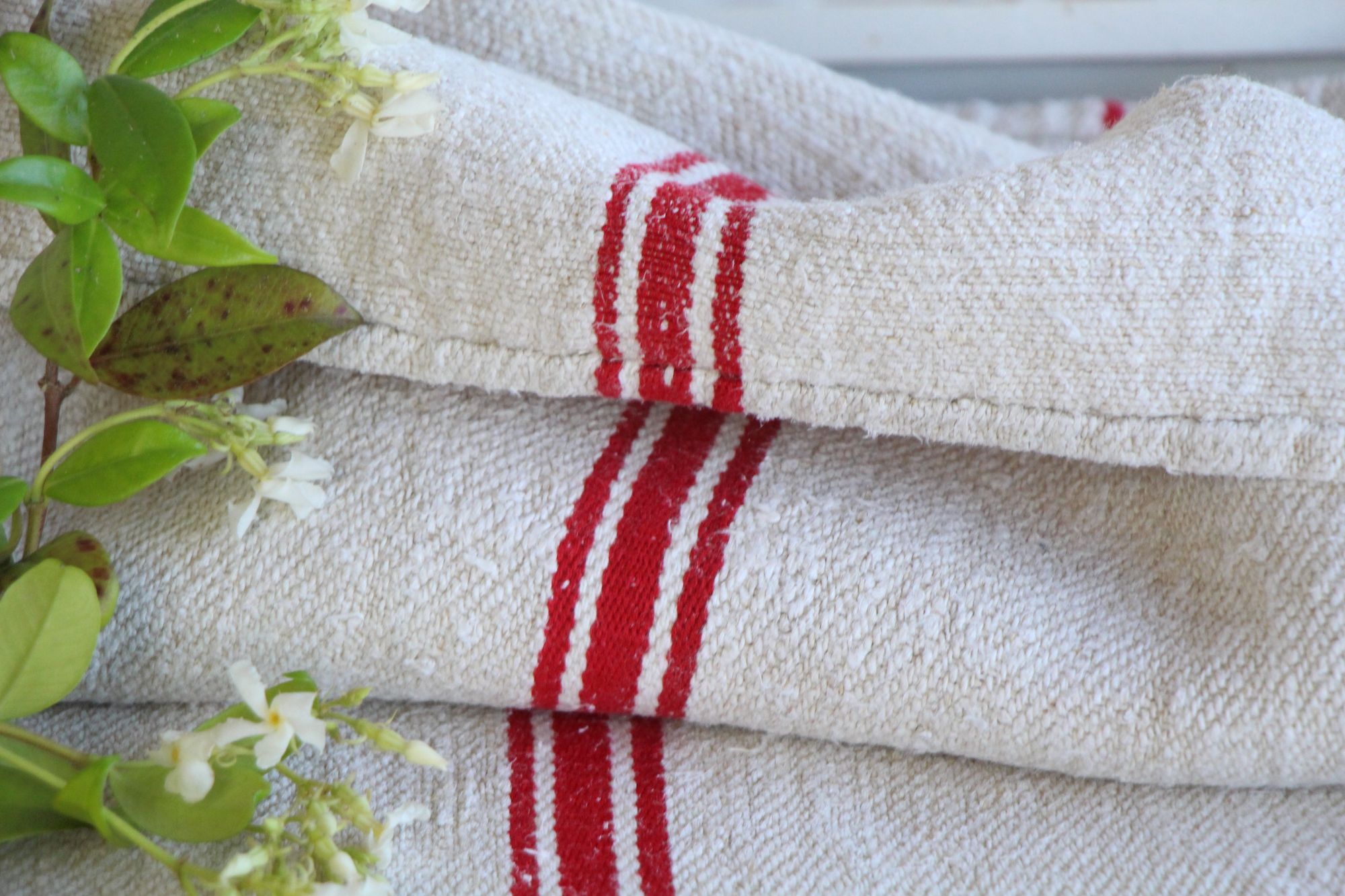 antique linen grainsack, rustic, pillow fabric, durable, wabi sabi decor, L 217 - Image 10