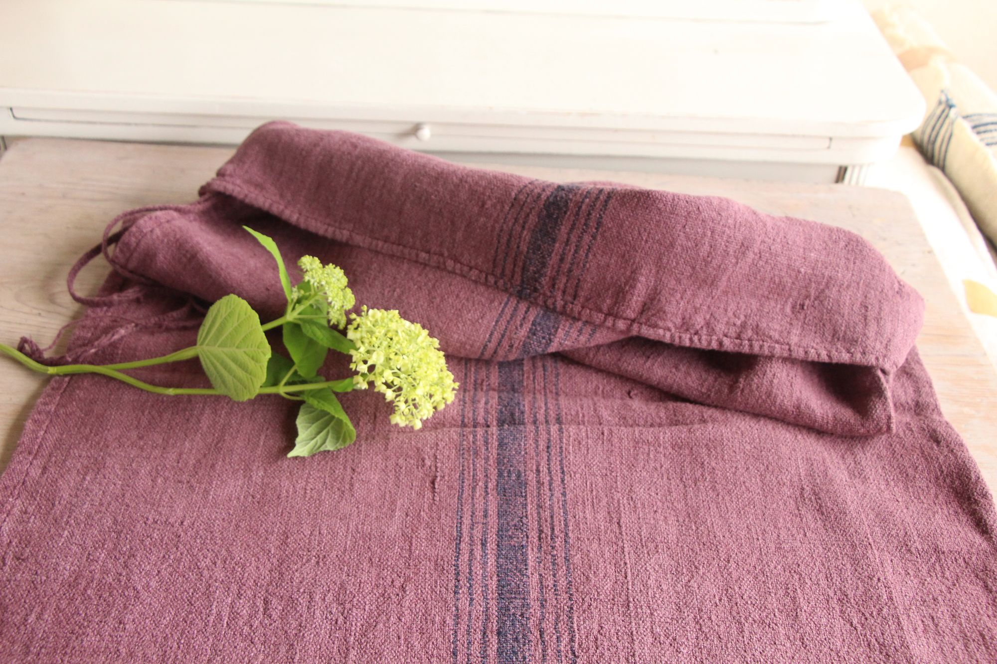 antique linen grainsack, rustic, pillow fabric, durable, dyed linen, Wabi Sabi, L 895