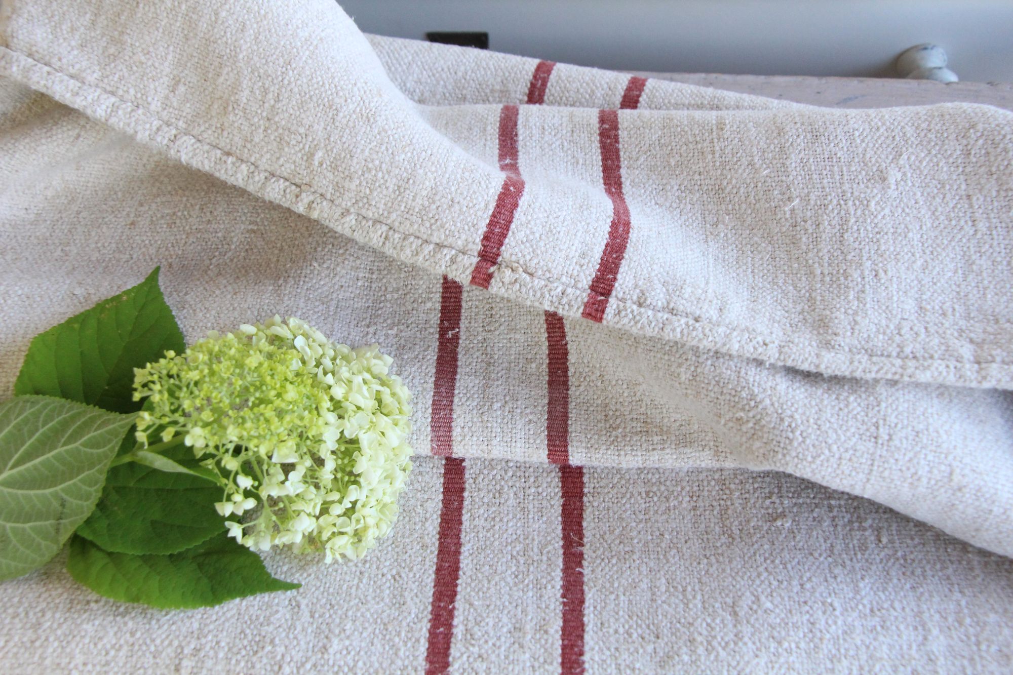 antique linen grainsack, rustic, pillow fabric, durable, wabi sabi decor, L 458