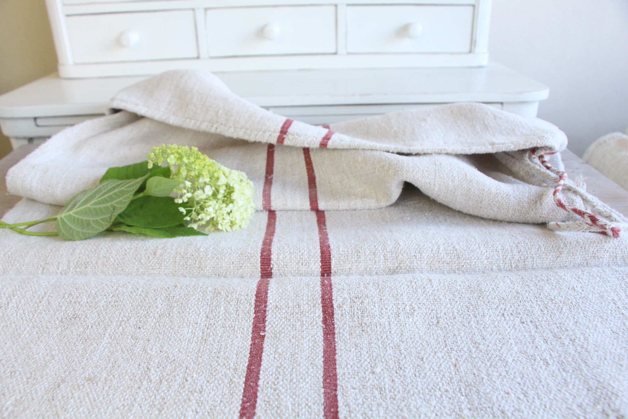 antique linen grainsack, rustic, pillow fabric, durable, wabi sabi decor, L 458 - Image 3