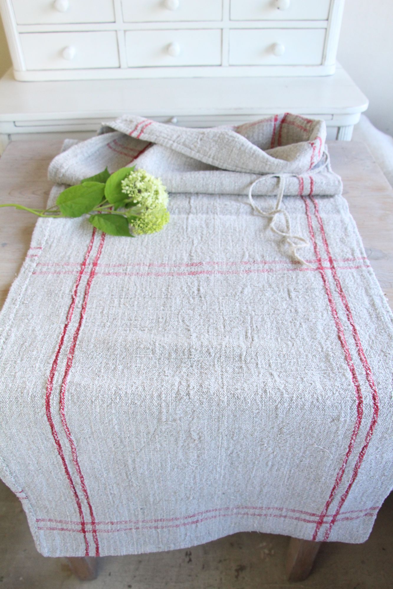 antique linen grainsack, rustic, pillow fabric, durable, wabi sabi decor, L 904