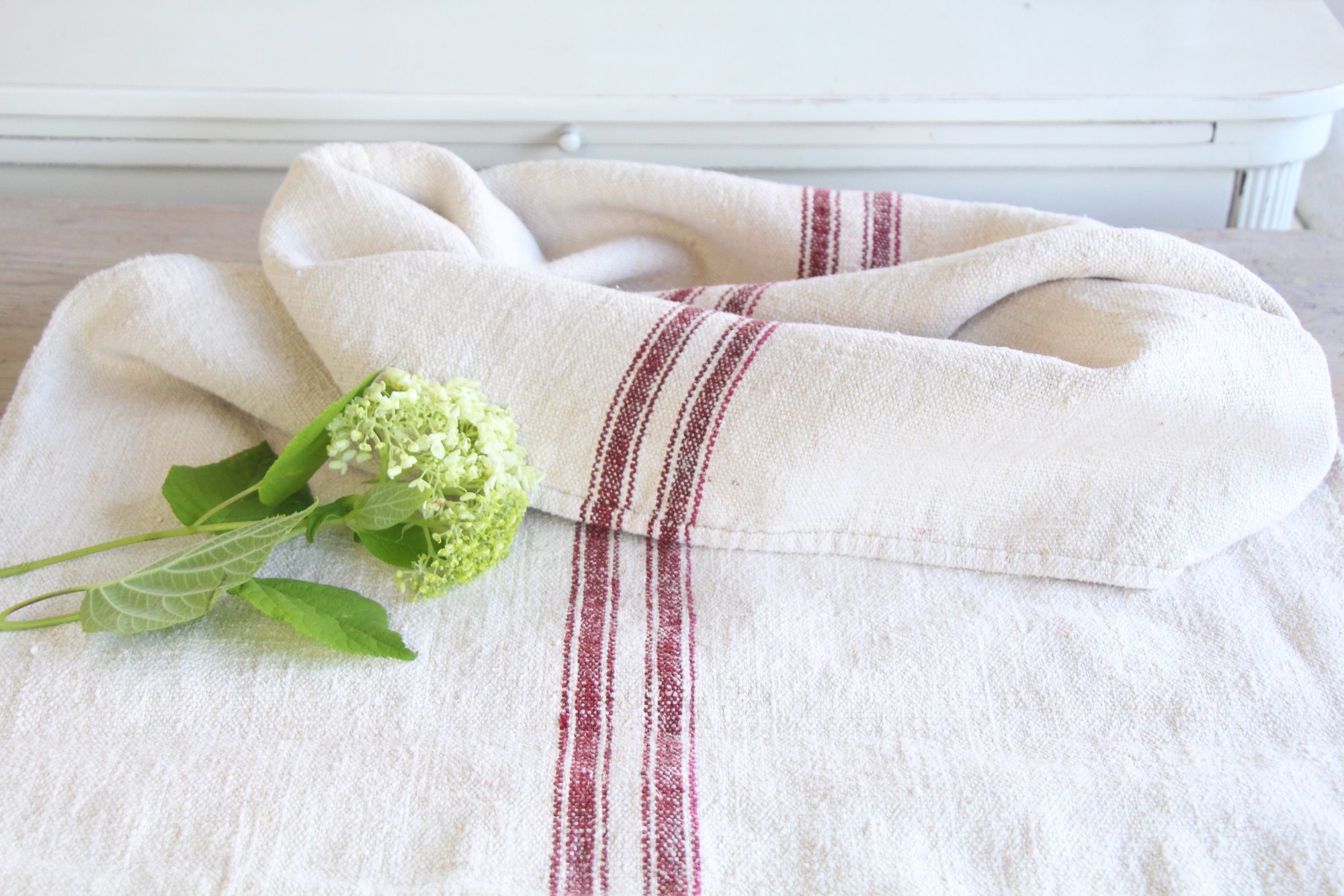antique linen grainsack, rustic, pillow fabric, durable, wabi sabi decor, L 903