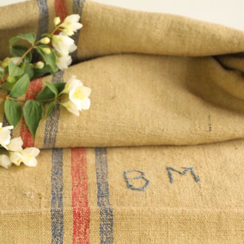 antique linen grainsack, rustic, pillow fabric, durable, dyed linen, Wabi Sabi, L 780