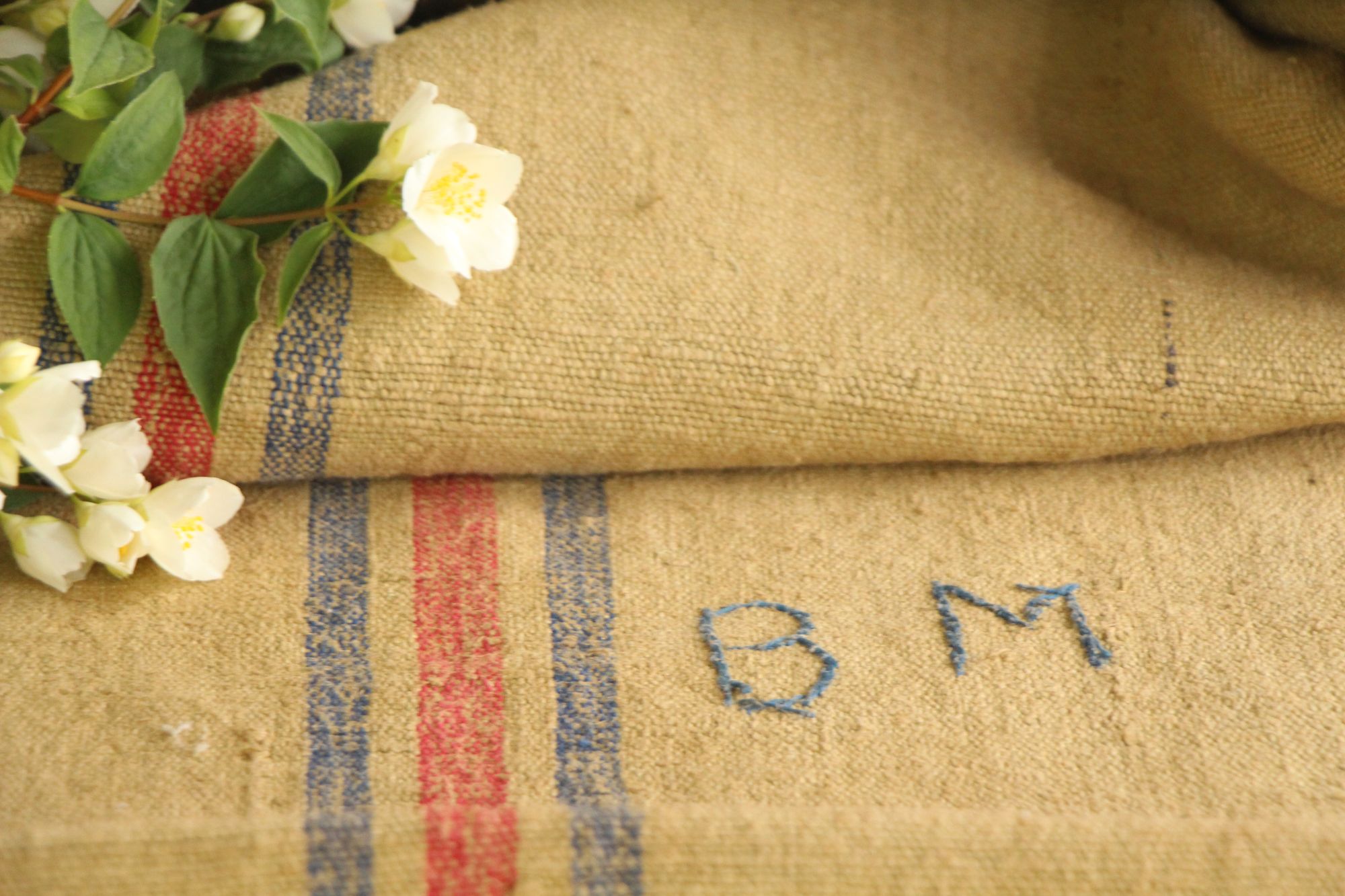 antique linen grainsack, rustic, pillow fabric, durable, dyed linen, Wabi Sabi, L 780 - Image 6