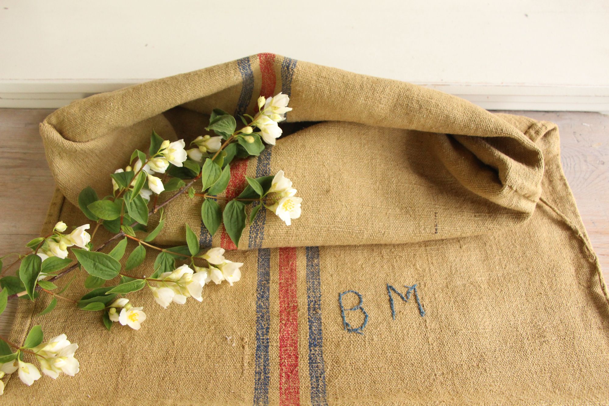antique linen grainsack, rustic, pillow fabric, durable, dyed linen, Wabi Sabi, L 780 - Image 3