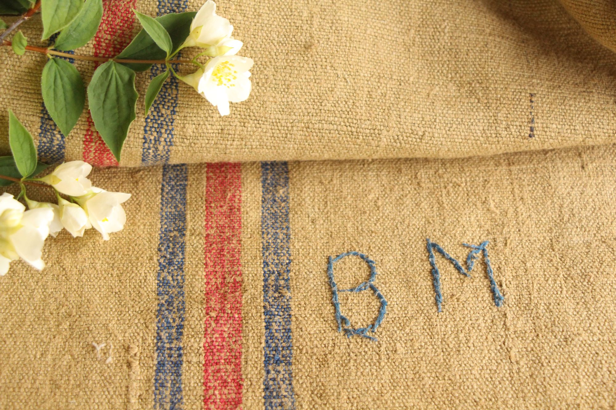 antique linen grainsack, rustic, pillow fabric, durable, dyed linen, Wabi Sabi, L 780 - Image 7