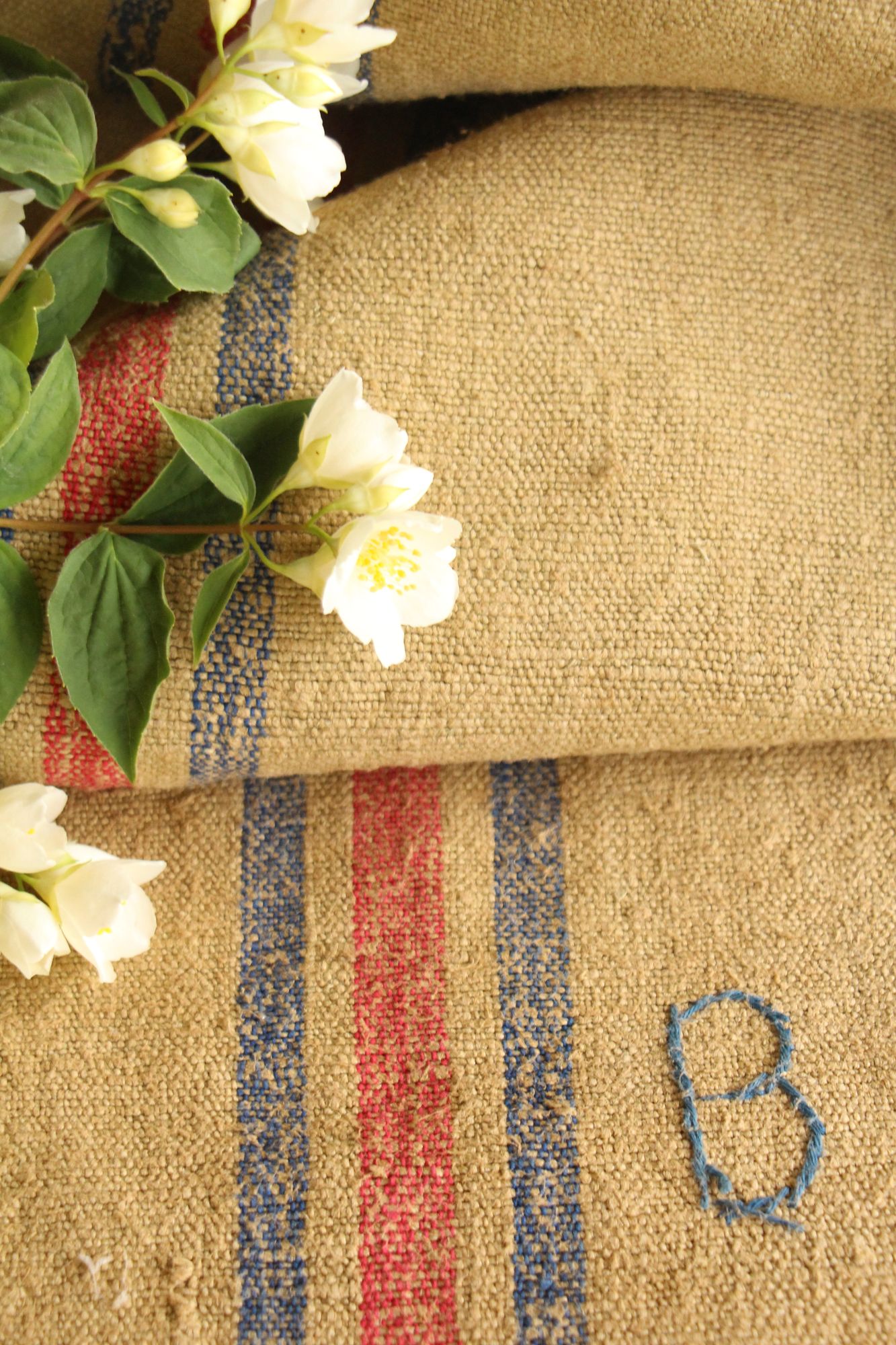 antique linen grainsack, rustic, pillow fabric, durable, dyed linen, Wabi Sabi, L 780 - Image 8