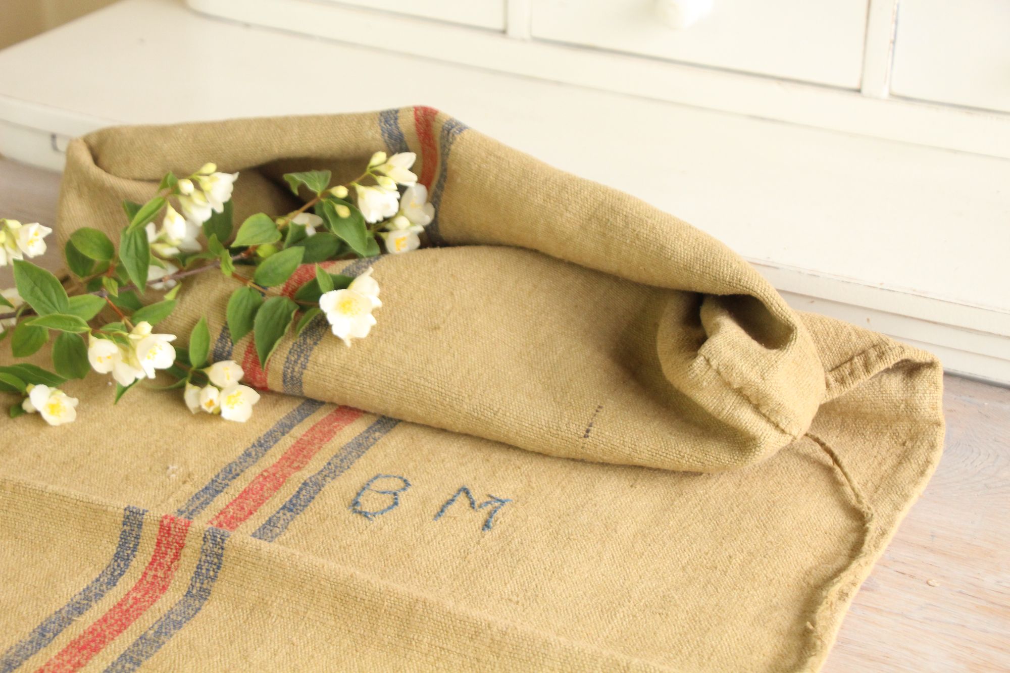 antique linen grainsack, rustic, pillow fabric, durable, dyed linen, Wabi Sabi, L 780 - Image 12