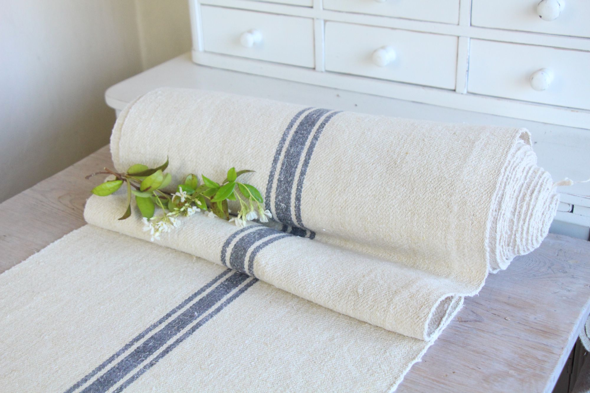 antique linen fabric, 11.81 y, upholstery fabric, stairrunner, bathmat, durabel, Z 202