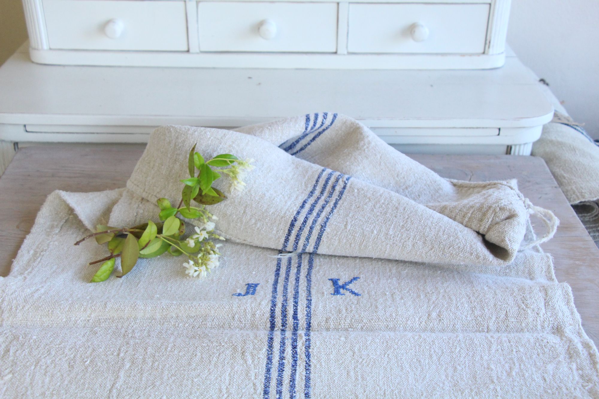 antique linen grainsack, pillow fabric, farmhouse decor, durable, L 140 A - Image 10