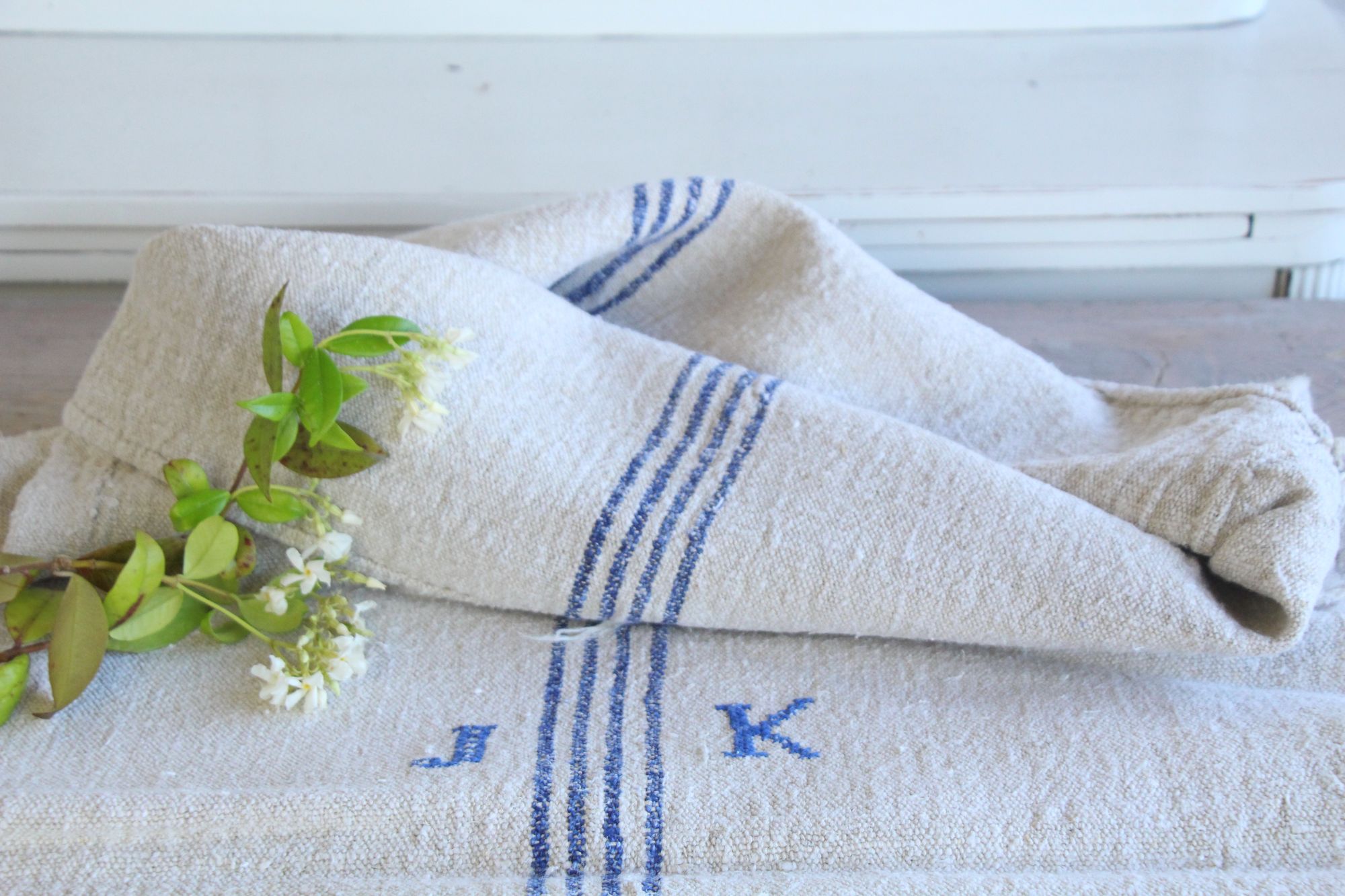 antique linen grainsack, pillow fabric, farmhouse decor, durable, L 140 A - Image 9