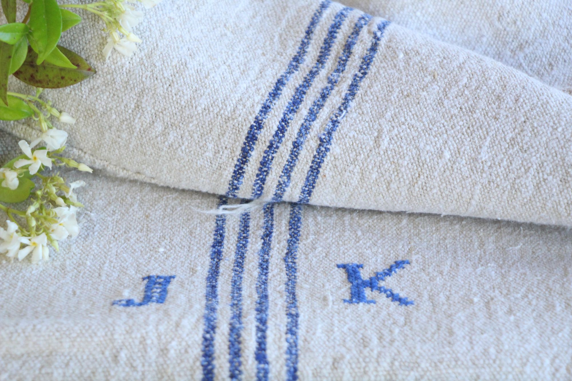 antique linen grainsack, pillow fabric, farmhouse decor, durable, L 140 A - Image 7