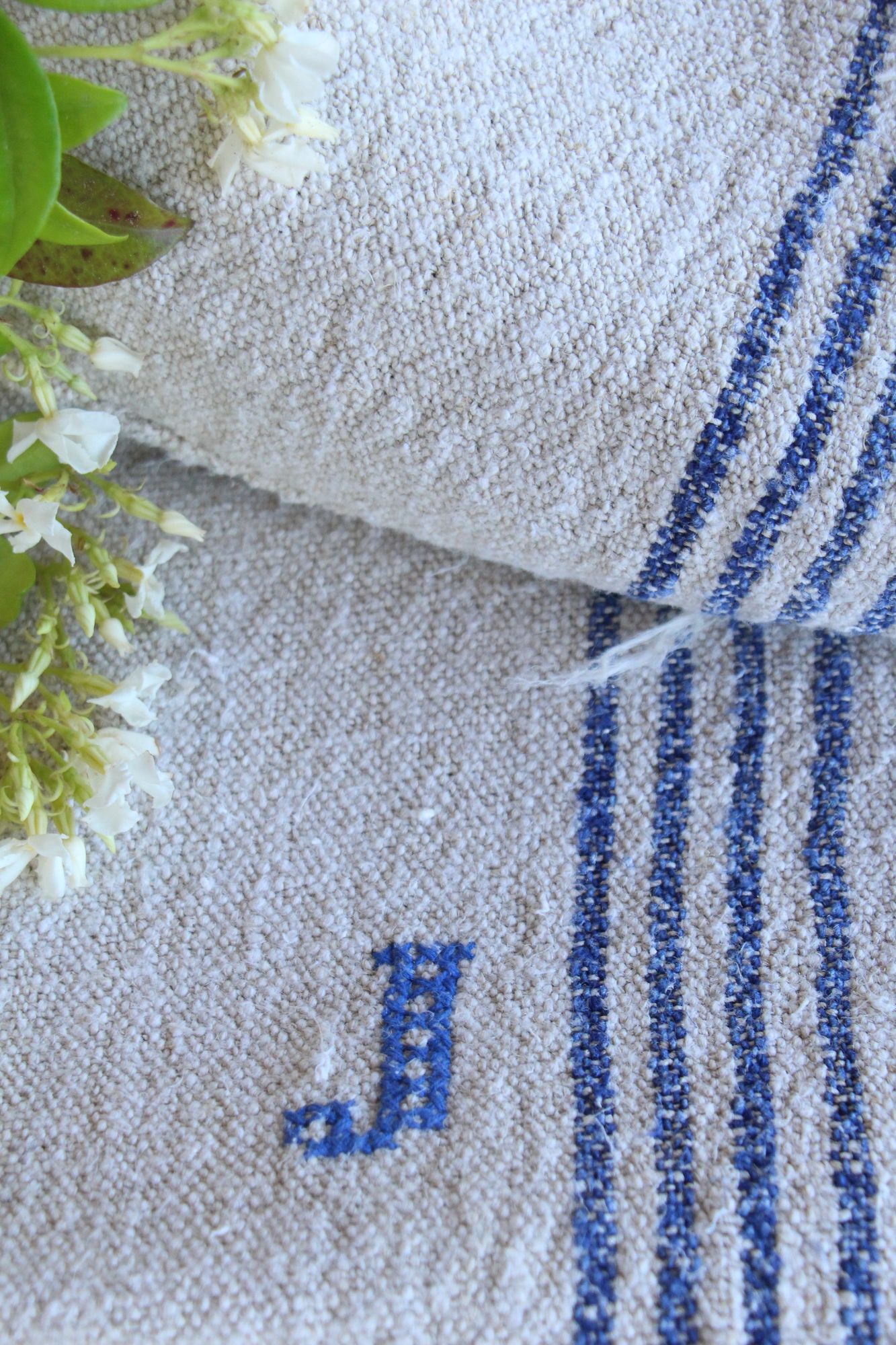 antique linen grainsack, pillow fabric, farmhouse decor, durable, L 140 A - Image 6