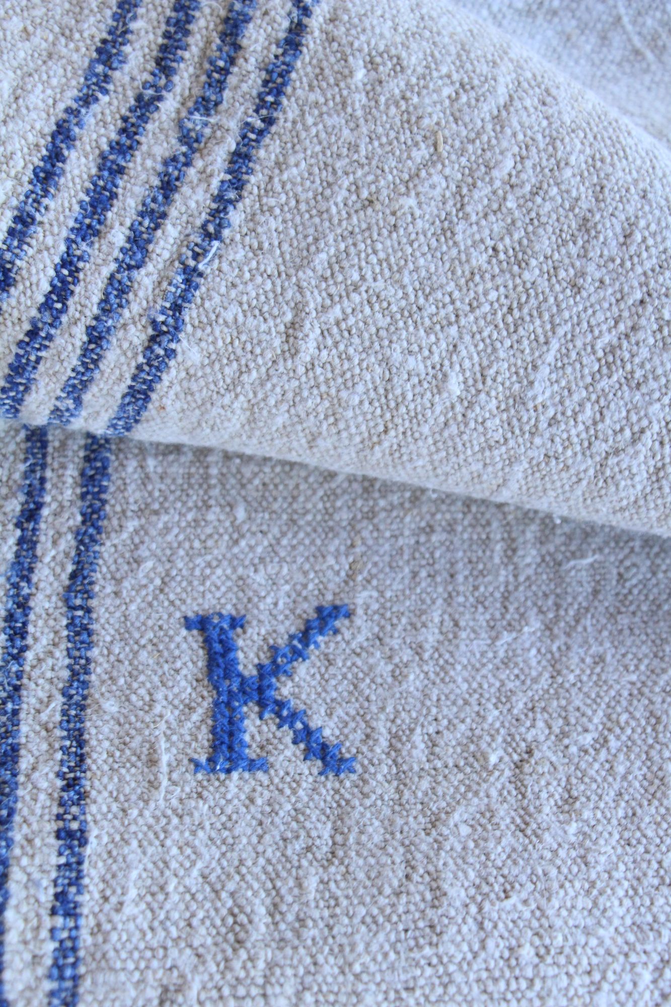 antique linen grainsack, pillow fabric, farmhouse decor, durable, L 140 A - Image 5