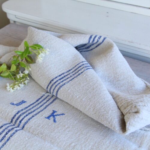 antique linen grainsack, pillow fabric, farmhouse decor, durable, L 140 A
