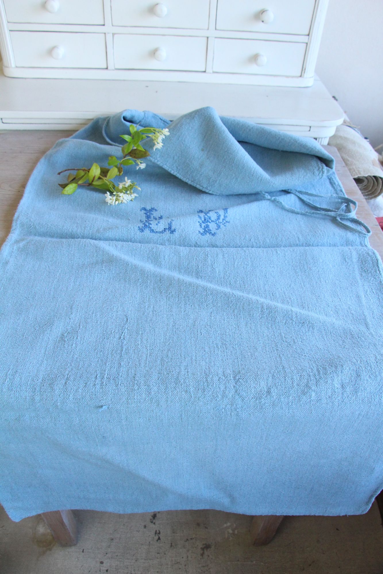 dyed antique linen grain sack, pillow fabric, bathmat fabric, durable L 258 - Image 2