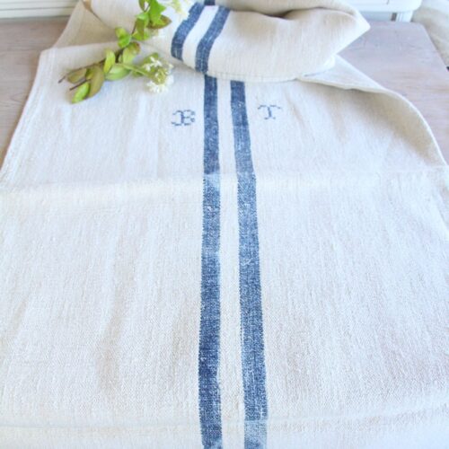 antique linen grainsack, pillow fabric, farmhouse decor, durable, L 813