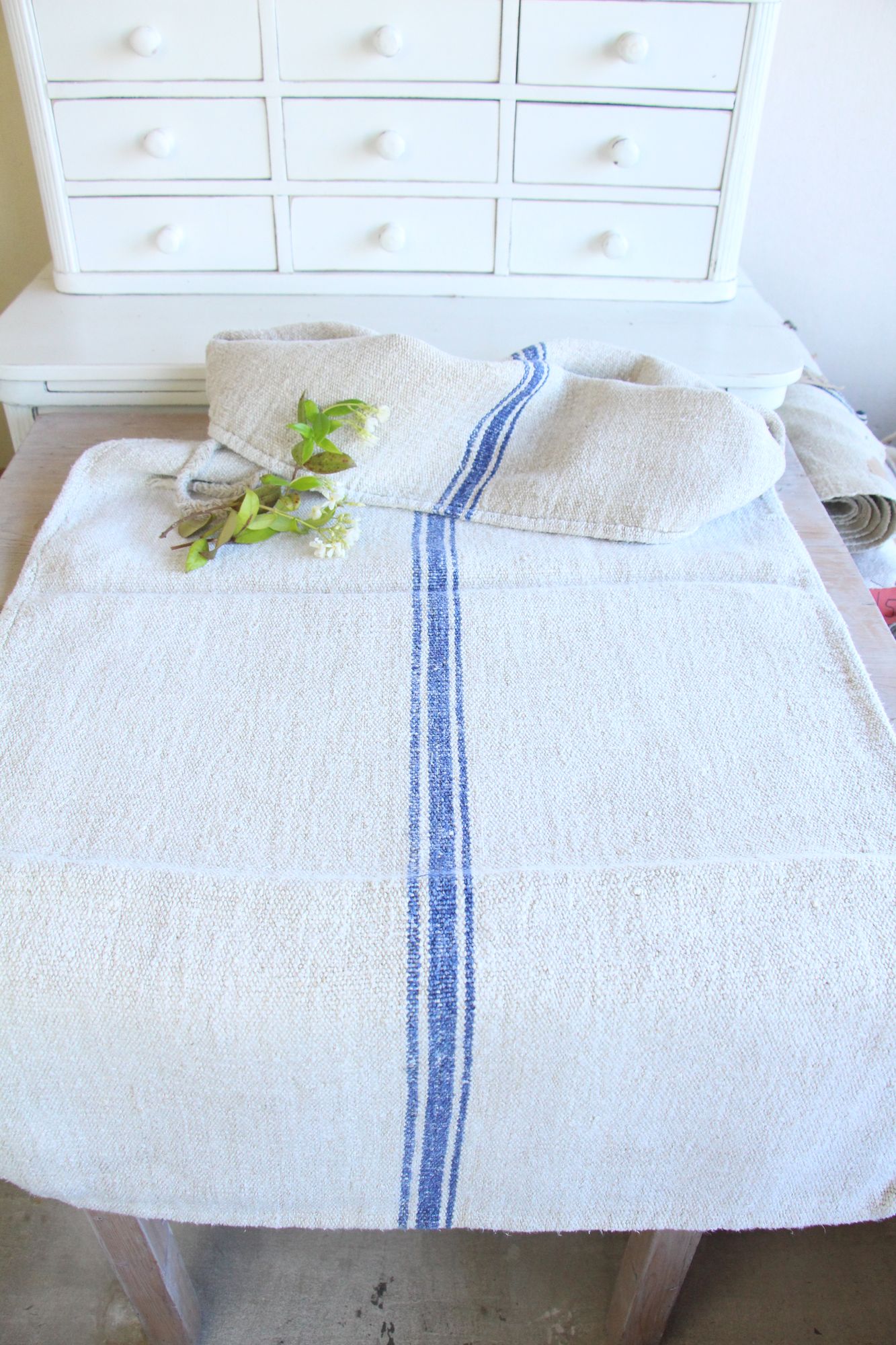 antique linen grainsack, pillow fabric, farmhouse decor, durable, L 814 - Image 2