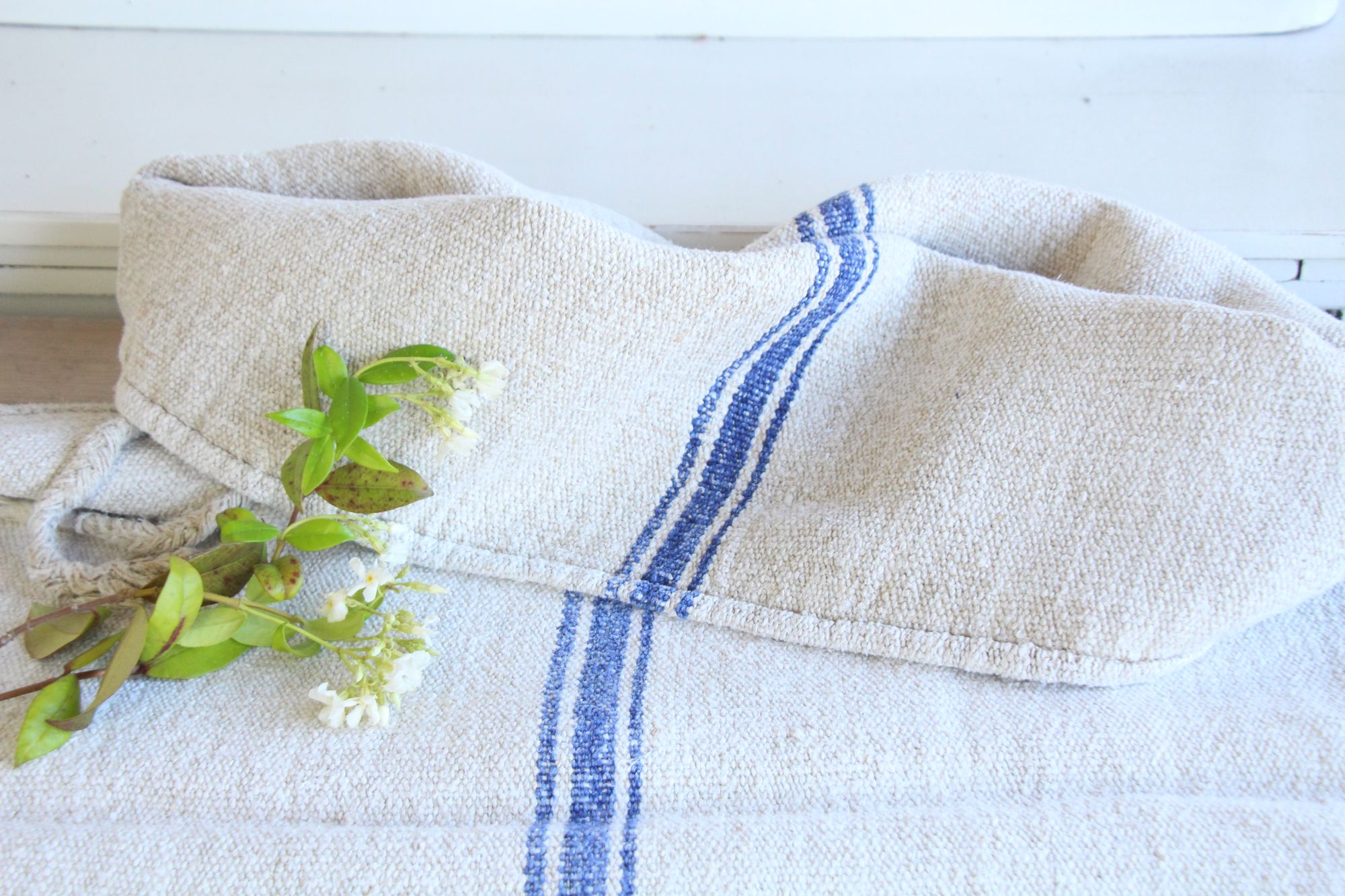 antique linen grainsack, pillow fabric, farmhouse decor, durable, L 814 - Image 4