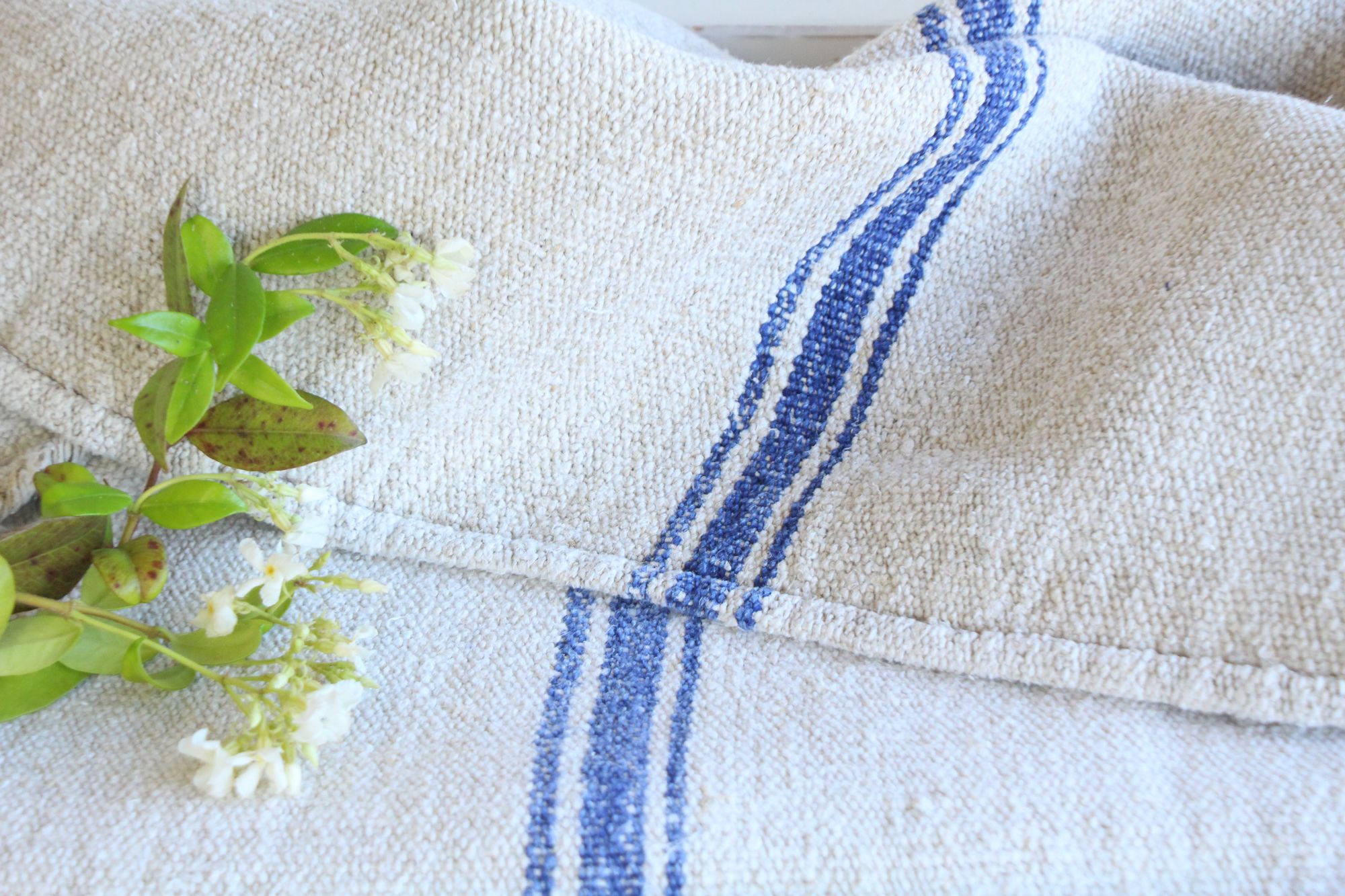 antique linen grainsack, pillow fabric, farmhouse decor, durable, L 814 - Image 9