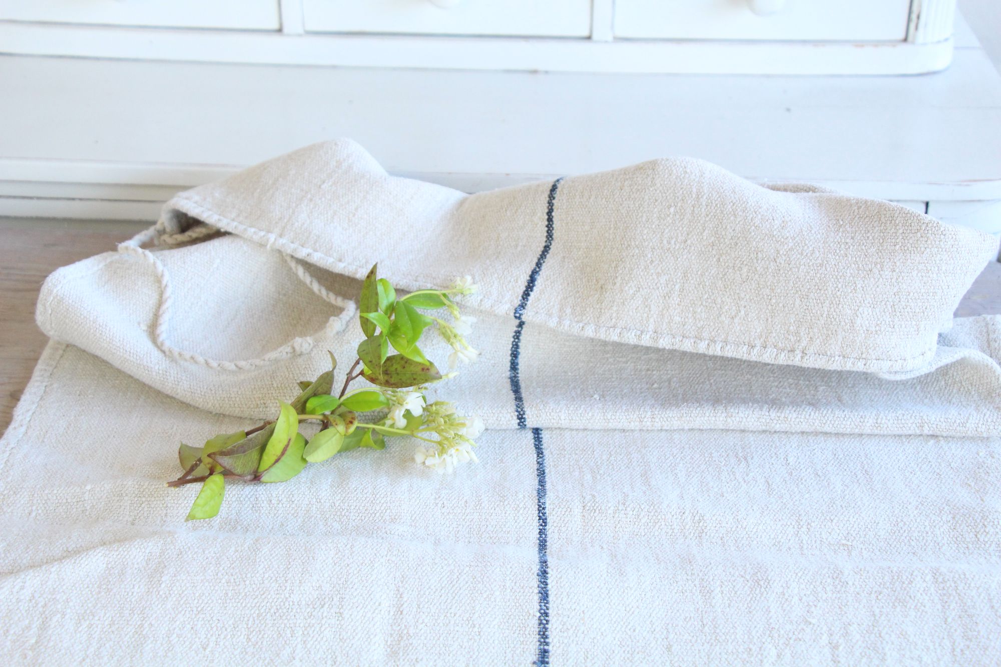 antique linen grainsack, pillow fabric, farmhouse decor, durable, L 801 - Image 3