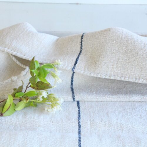 antique linen grainsack, pillow fabric, farmhouse decor, durable, L 801