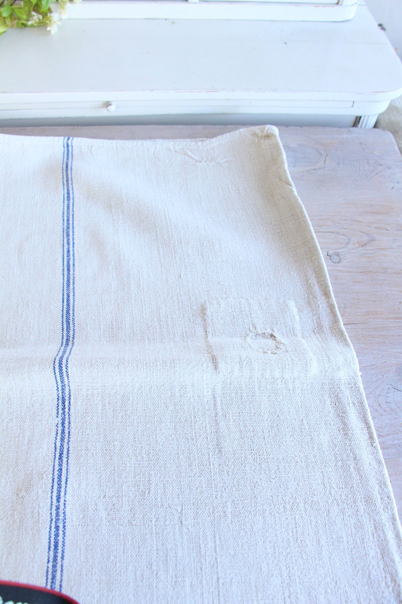 antique linen grainsack, pillow fabric, farmhouse decor, durable, L 802 - Image 9