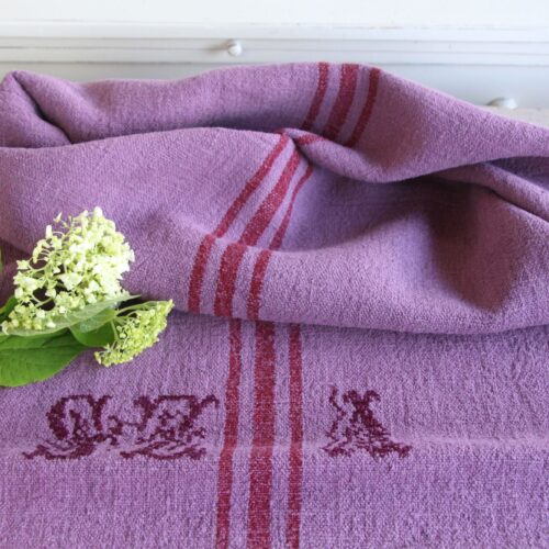 antique linen grainsack, rustic, pillow fabric, durable, dyed linen, Wabi Sabi, Monogram, L 898