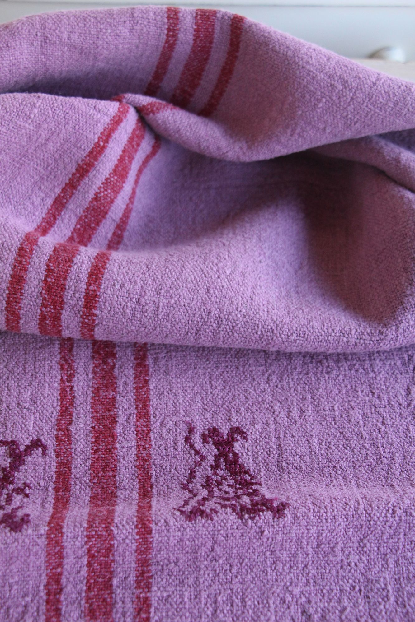 antique linen grainsack, rustic, pillow fabric, durable, dyed linen, Wabi Sabi, Monogram, L 898 - Image 4