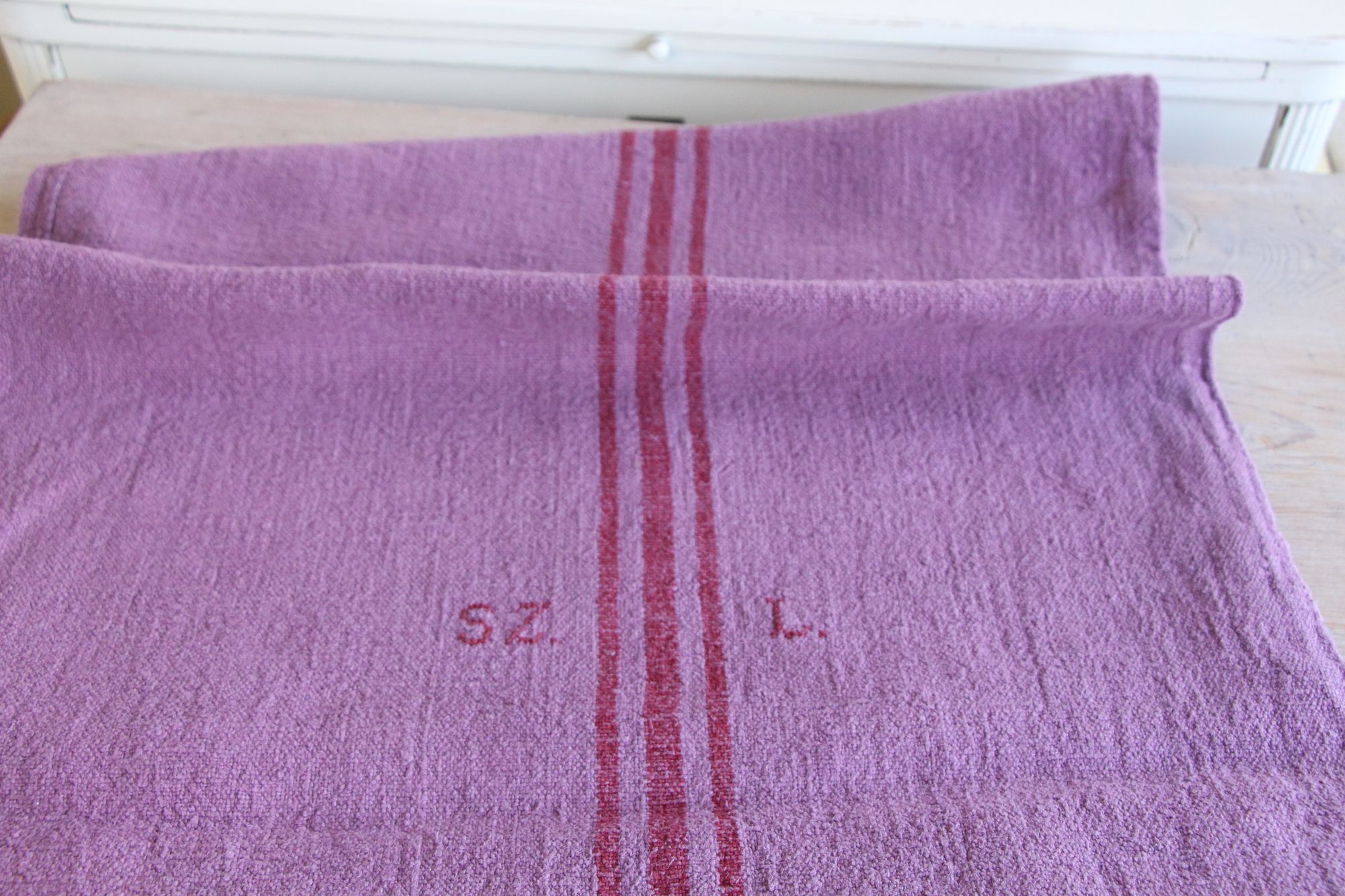 antique linen grainsack, rustic, pillow fabric, durable, dyed linen, Wabi Sabi, Monogram, L 898 - Image 8