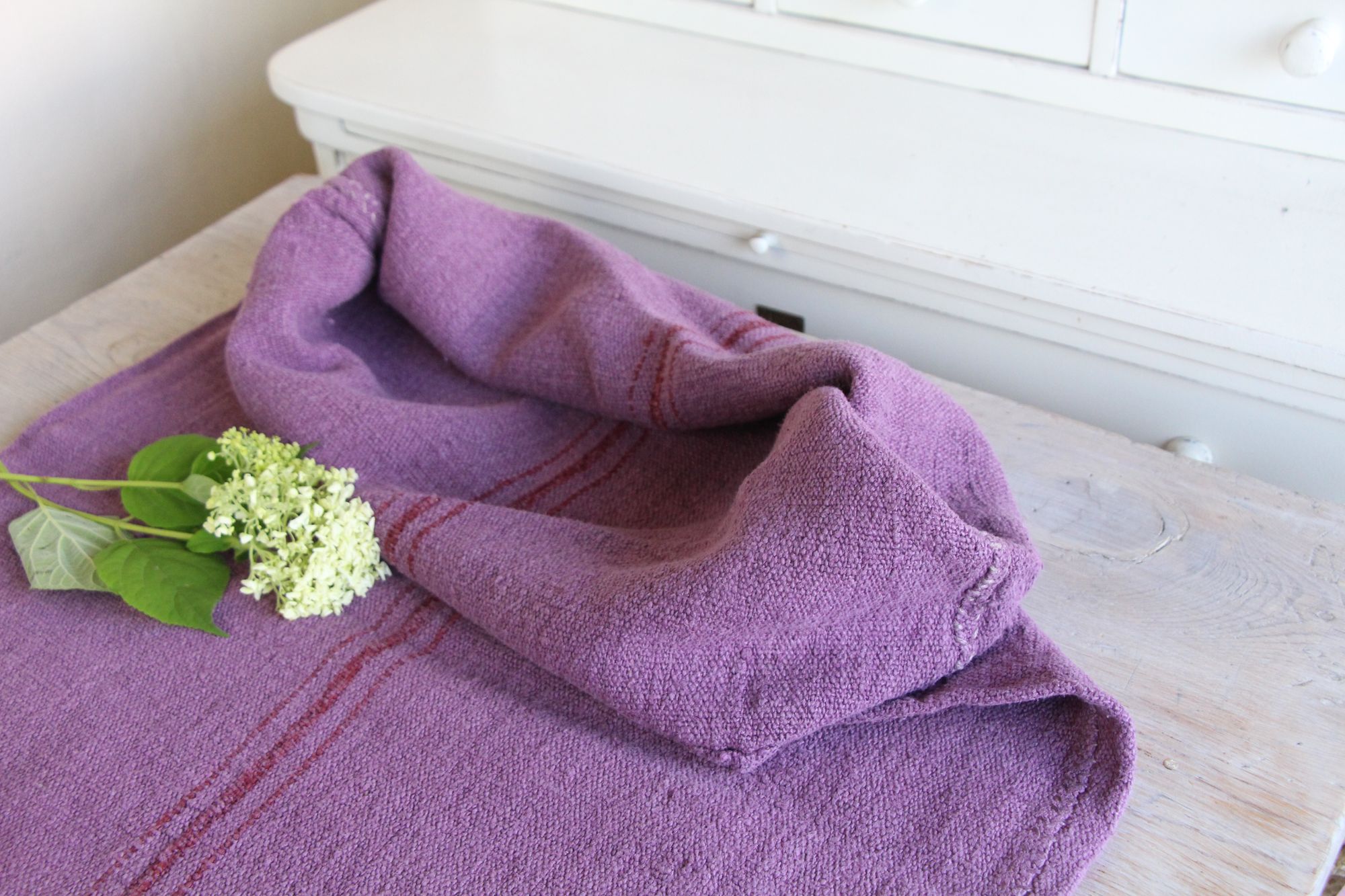 antique linen grainsack, rustic, pillow fabric, durable, dyed linen, Wabi Sabi, L 897 - Image 3