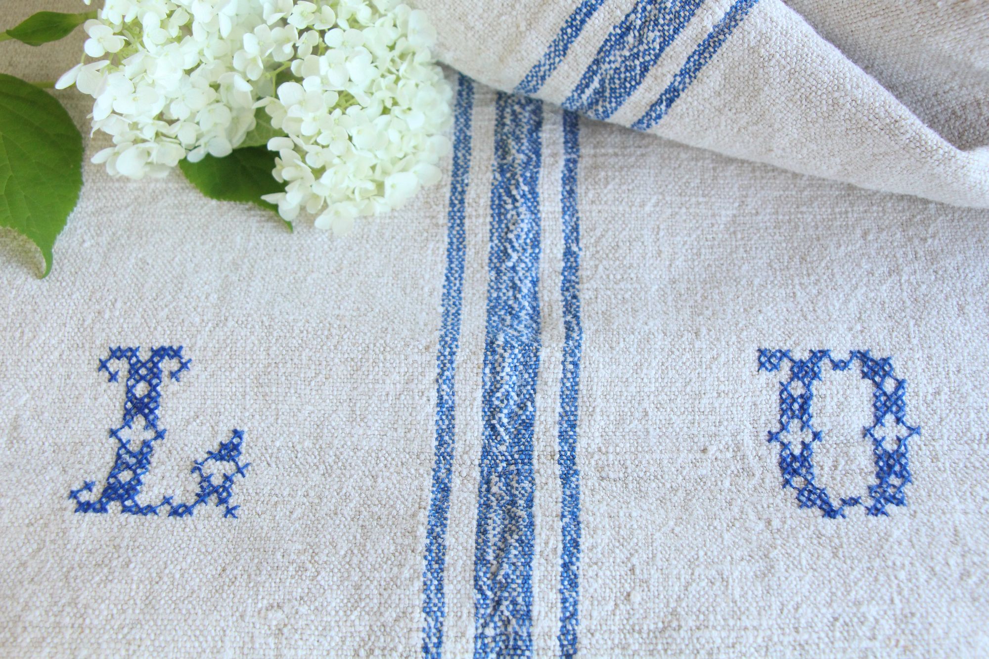 antique linen grainsack, pillow fabric, farmhouse decor, durable, L 922 - Image 3