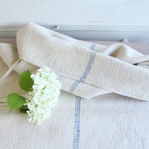 antique linen grainsack, pillow fabric, farmhouse decor, durable, L 921