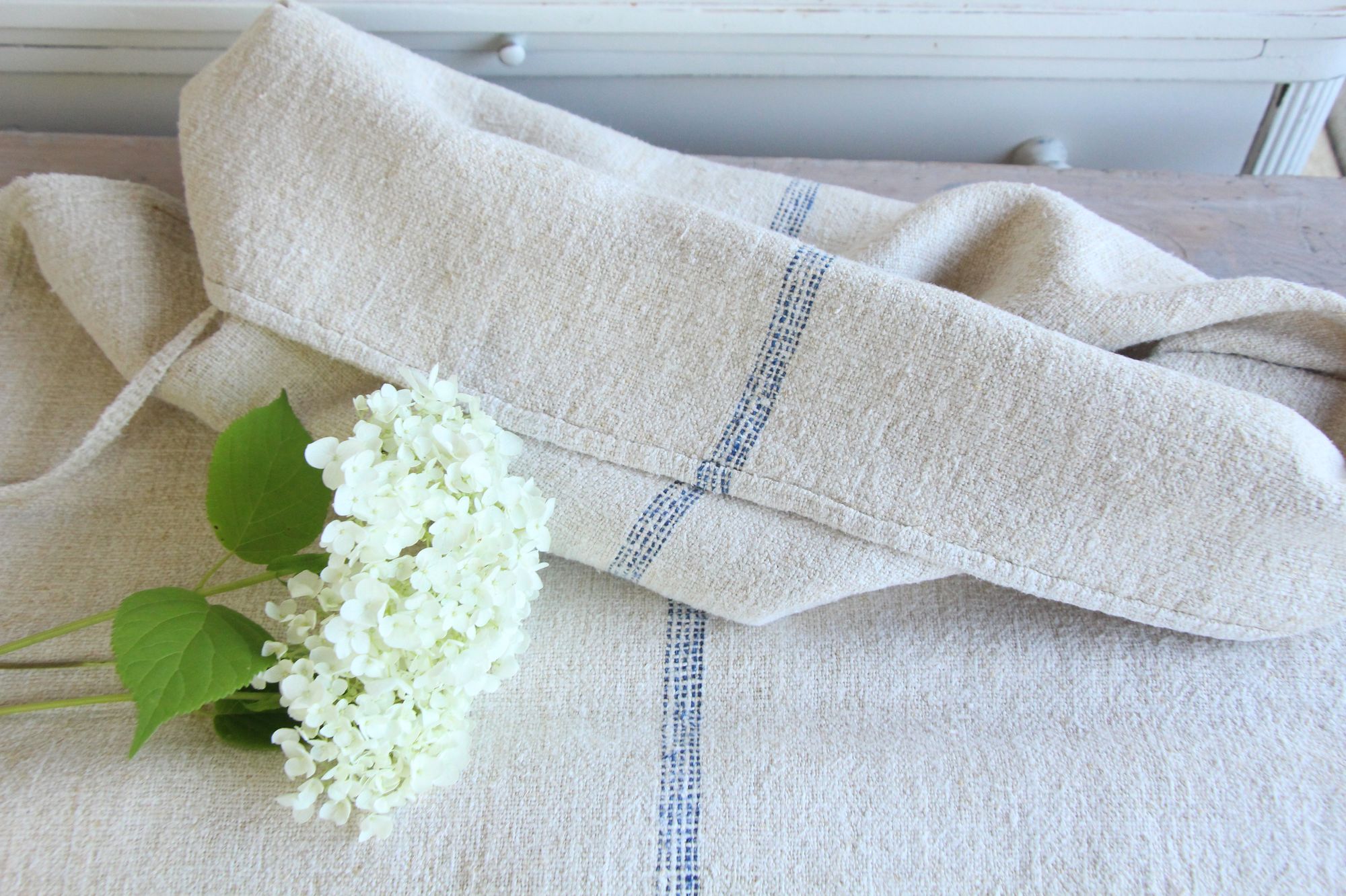 antique linen grainsack, pillow fabric, farmhouse decor, durable, L 921 - Image 2