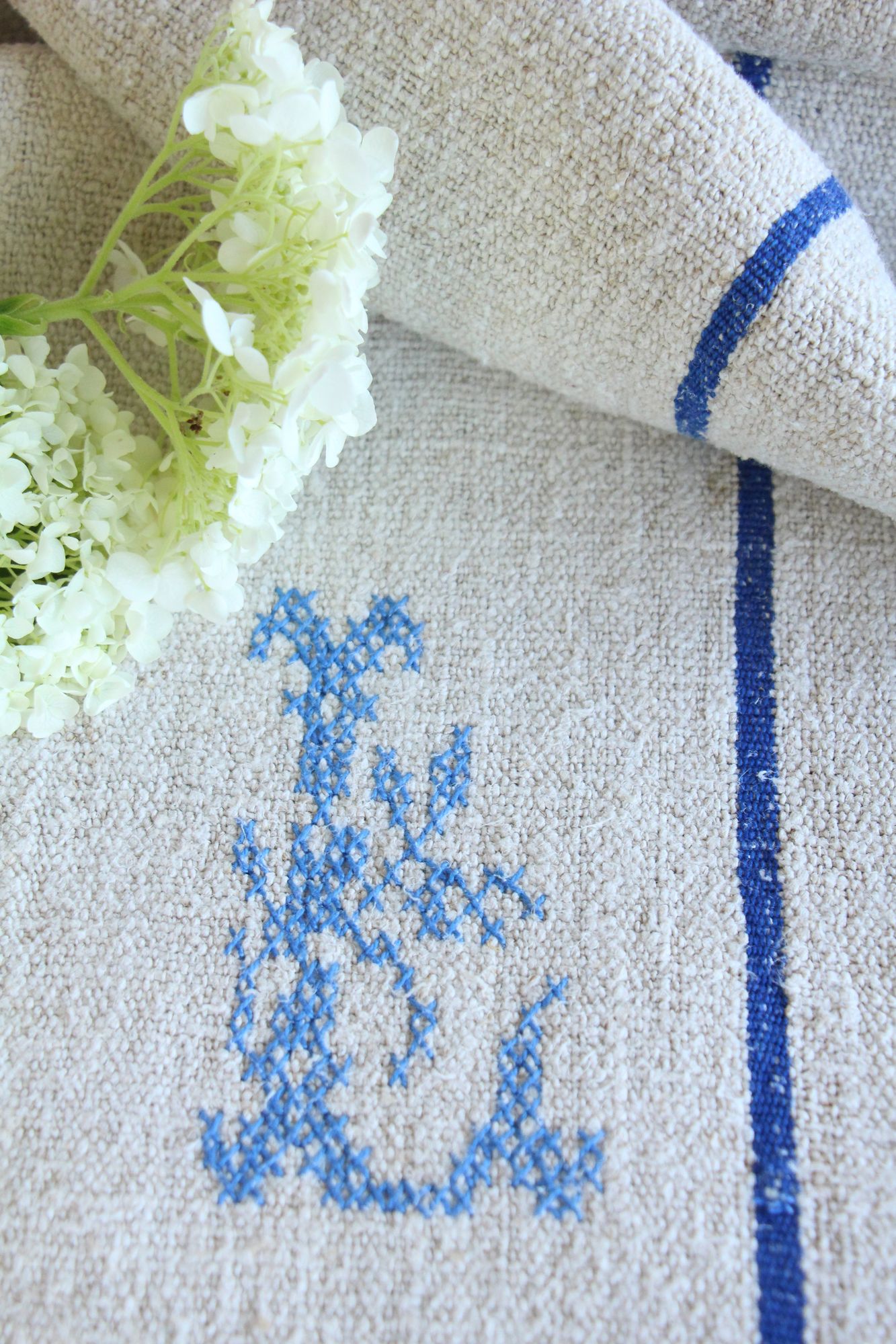 antique linen grainsack, pillow fabric, farmhouse decor, durable, L 920 - Image 7