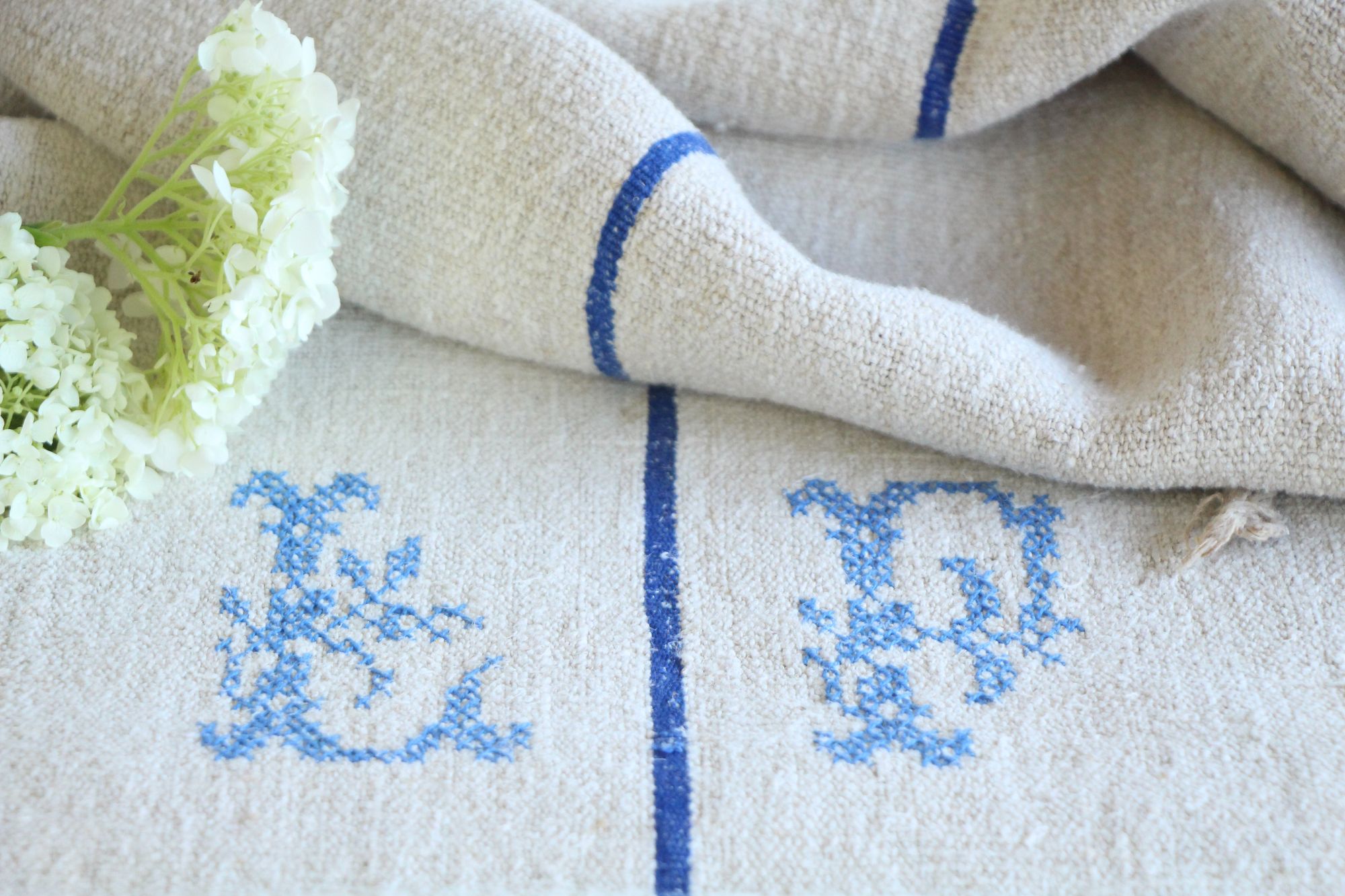 antique linen grainsack, pillow fabric, farmhouse decor, durable, L 920 - Image 4