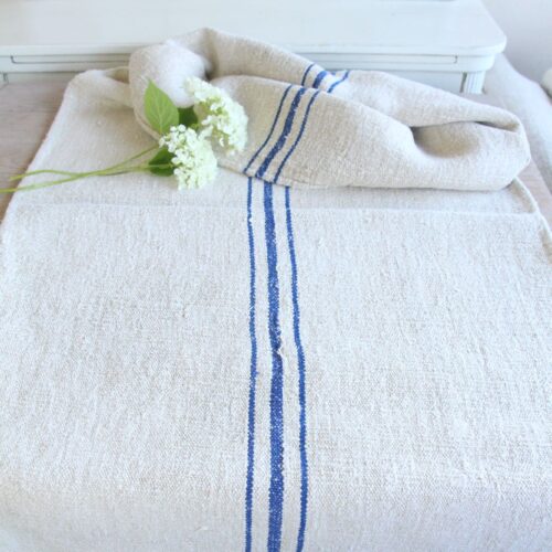 antique linen grainsack, pillow fabric, farmhouse decor, durable, L 919