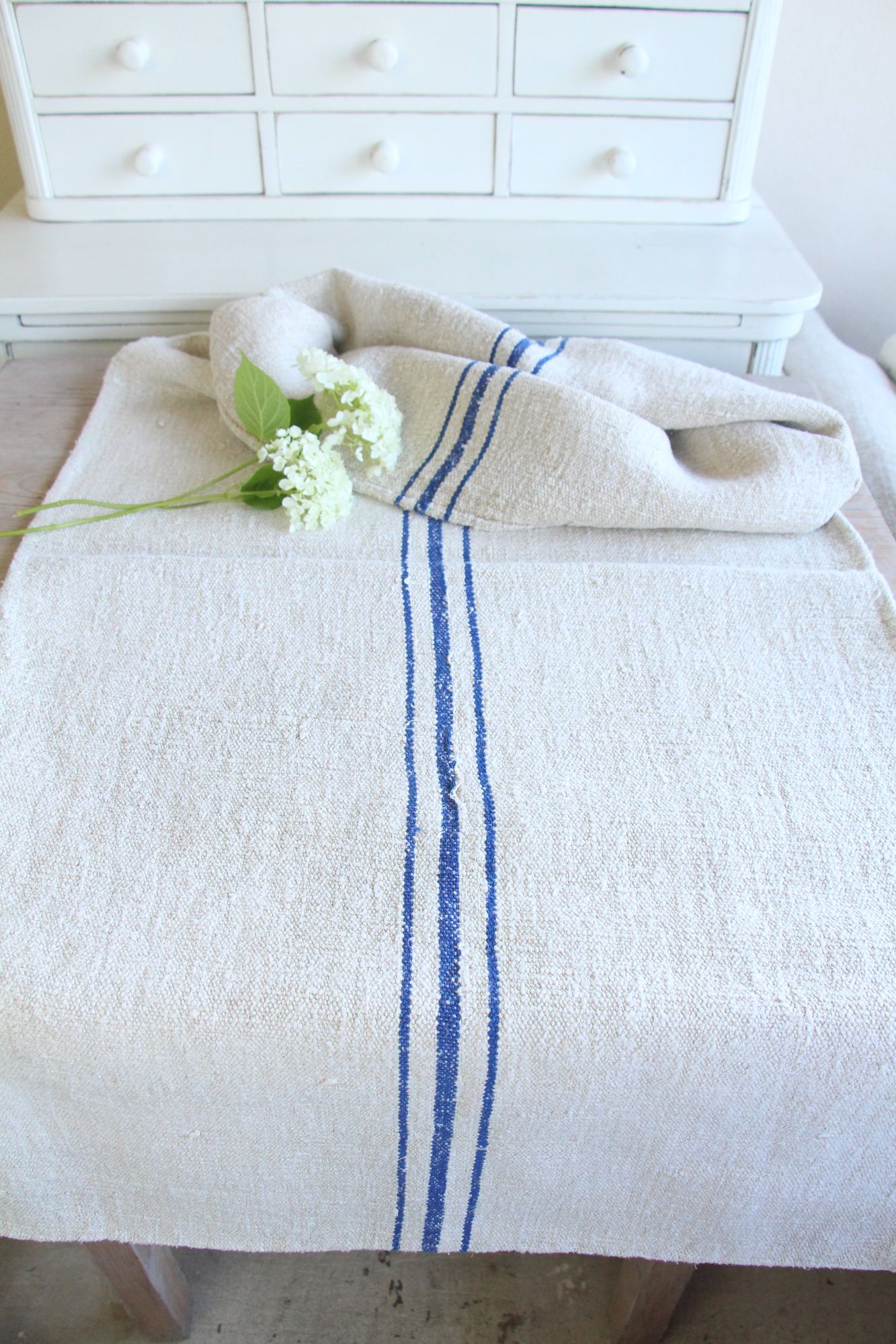 antique linen grainsack, pillow fabric, farmhouse decor, durable, L 919