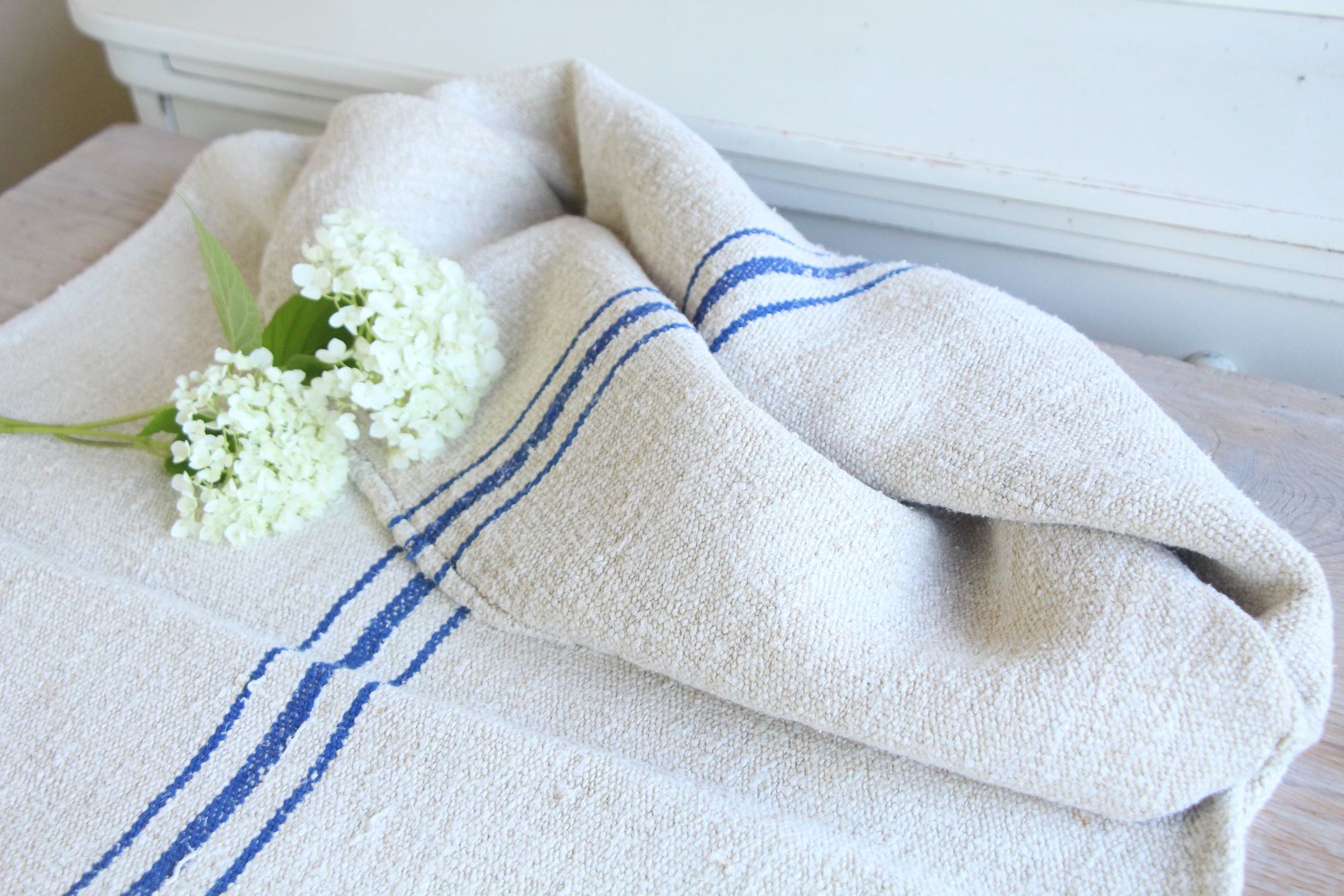antique linen grainsack, pillow fabric, farmhouse decor, durable, L 919 - Image 3