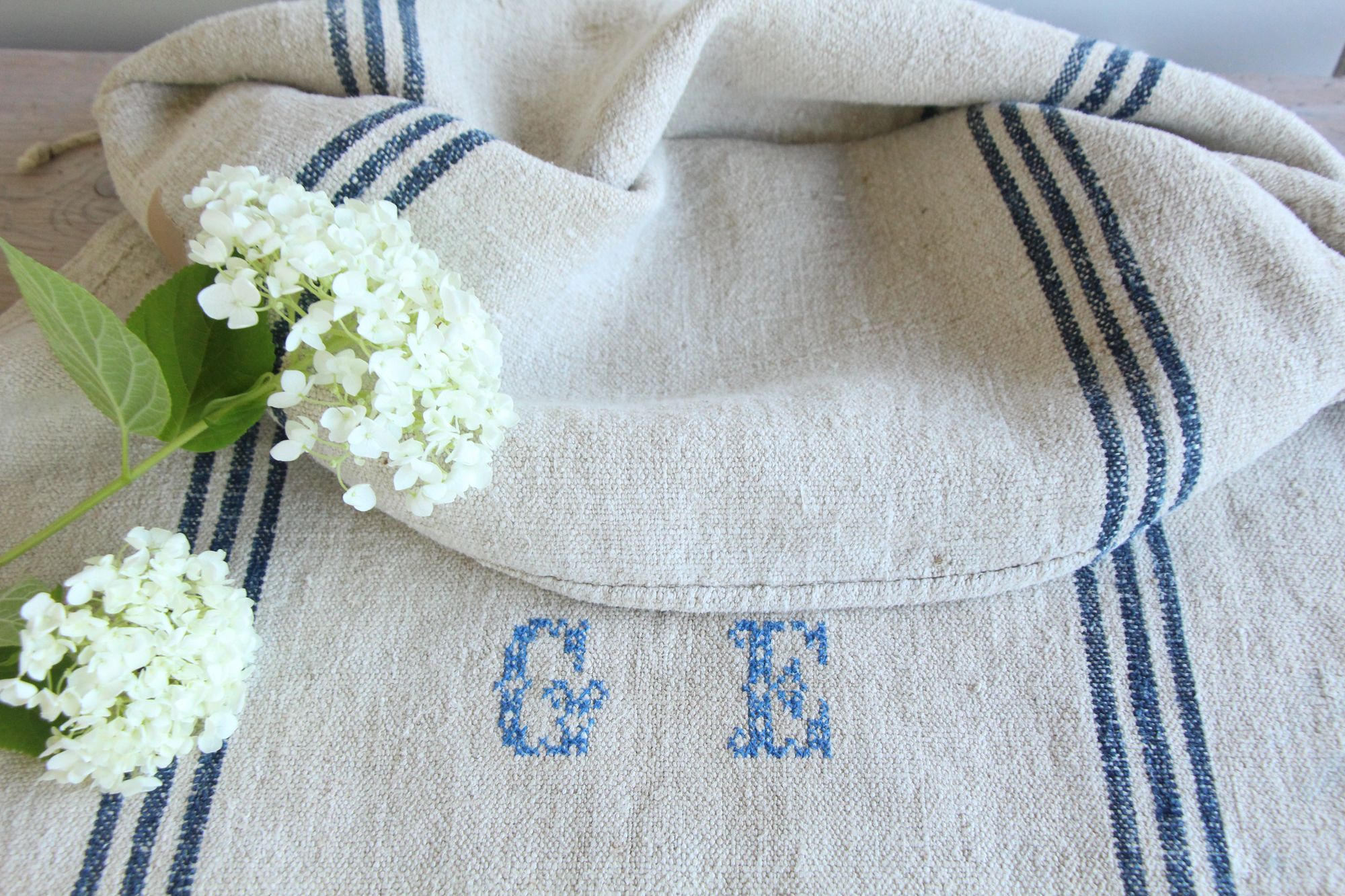 antique linen grainsack, pillow fabric, farmhouse decor, durable, L 918 - Image 7