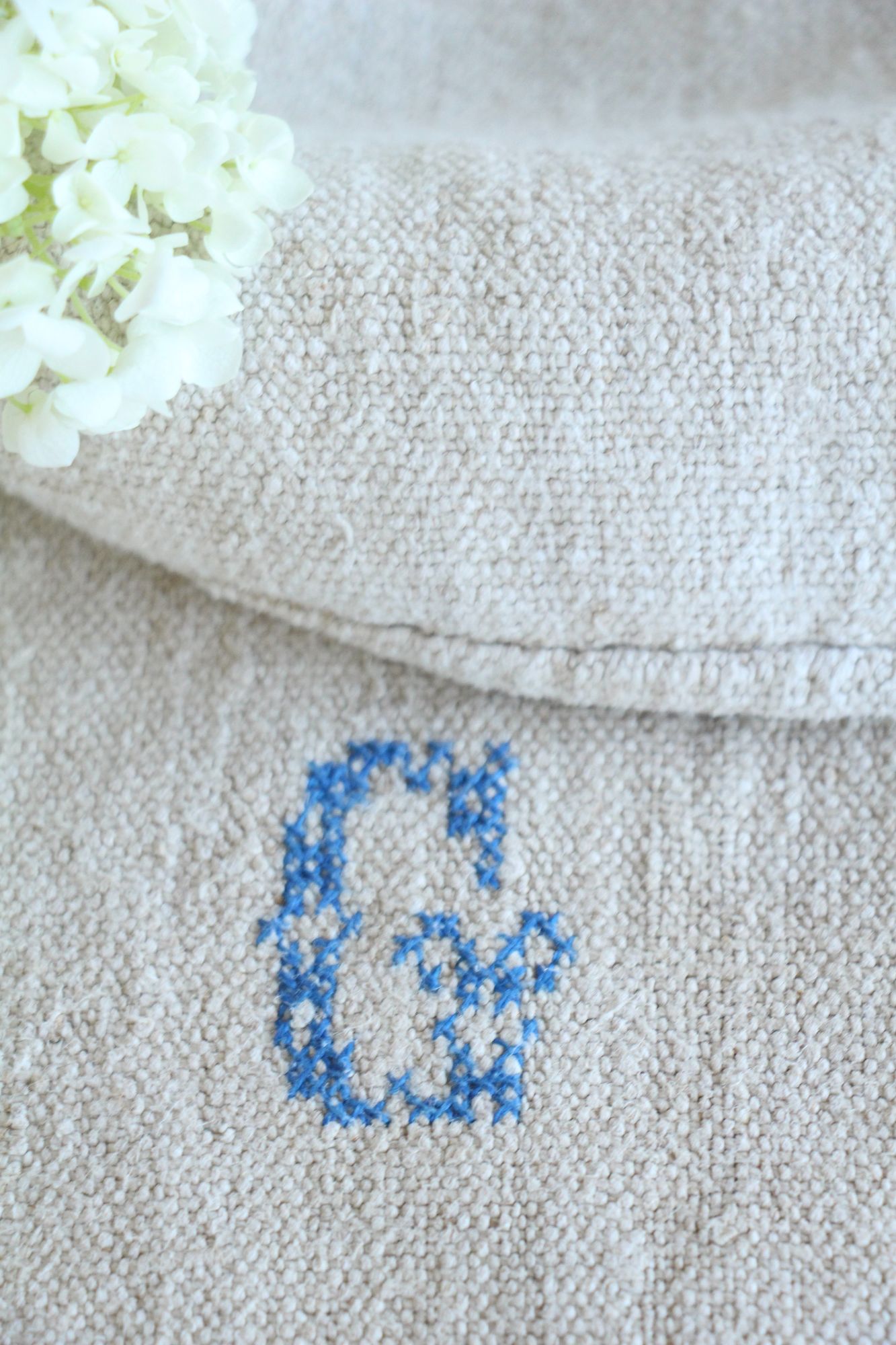 antique linen grainsack, pillow fabric, farmhouse decor, durable, L 918 - Image 9
