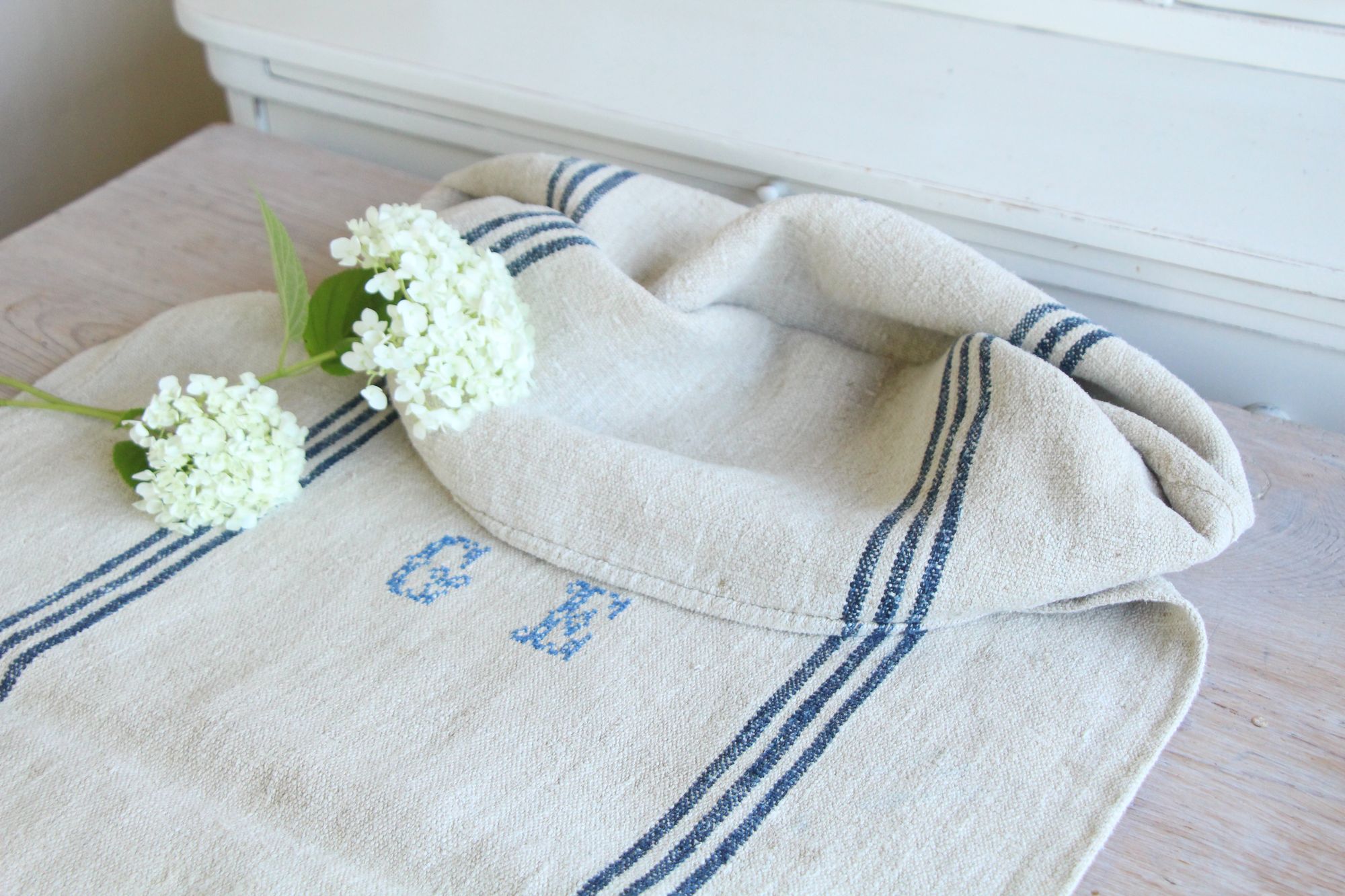 antique linen grainsack, pillow fabric, farmhouse decor, durable, L 918 - Image 5