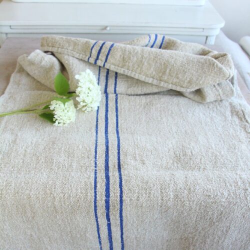antique linen grainsack, pillow fabric, farmhouse decor, durable, L 917